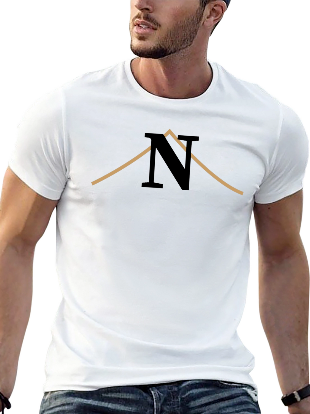 Stylish Black T-Shirt with Unique N Design