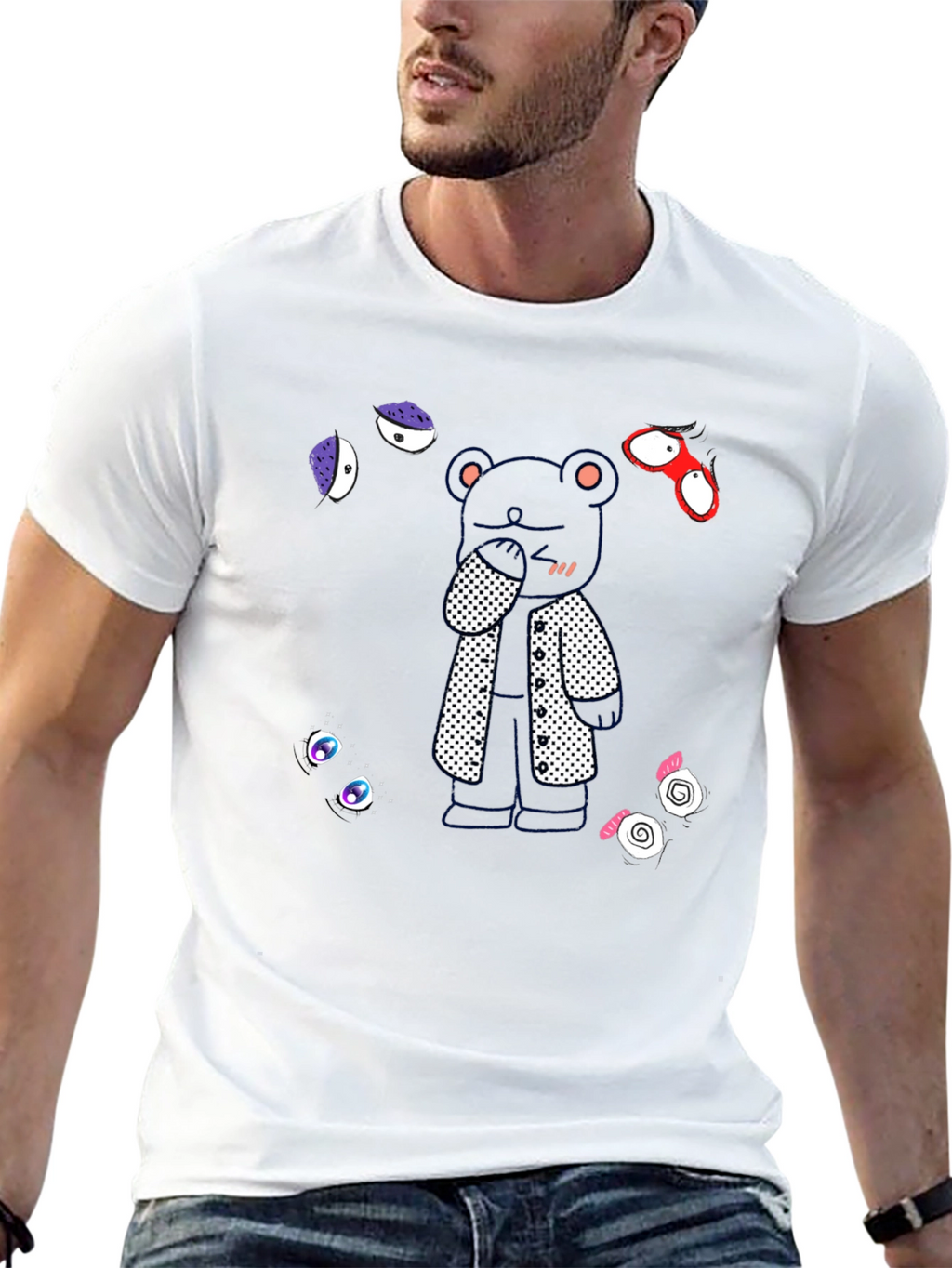 Stylish Bear Graphic Black T-Shirt