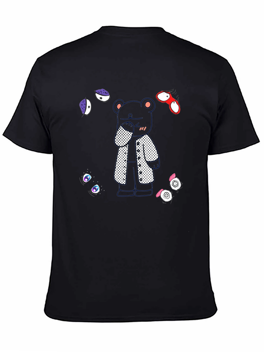 Stylish Bear Graphic Black T-Shirt