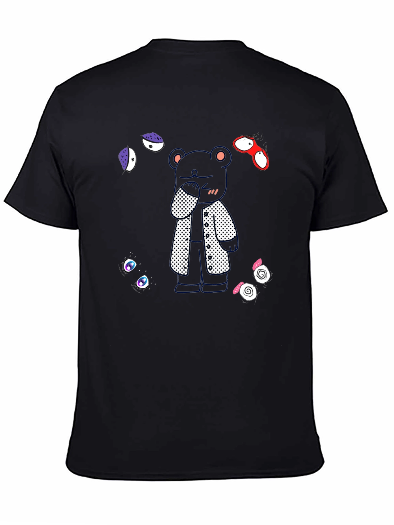 Stylish Bear Graphic Black T-Shirt