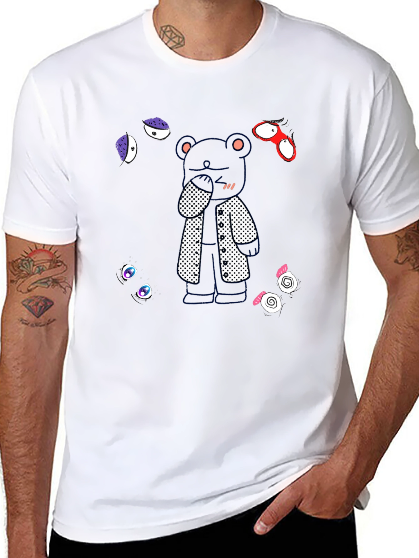 Stylish Bear Graphic Black T-Shirt