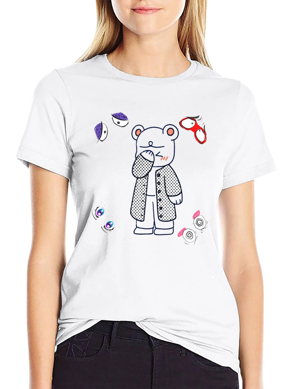 Stylish Bear Graphic Black T-Shirt