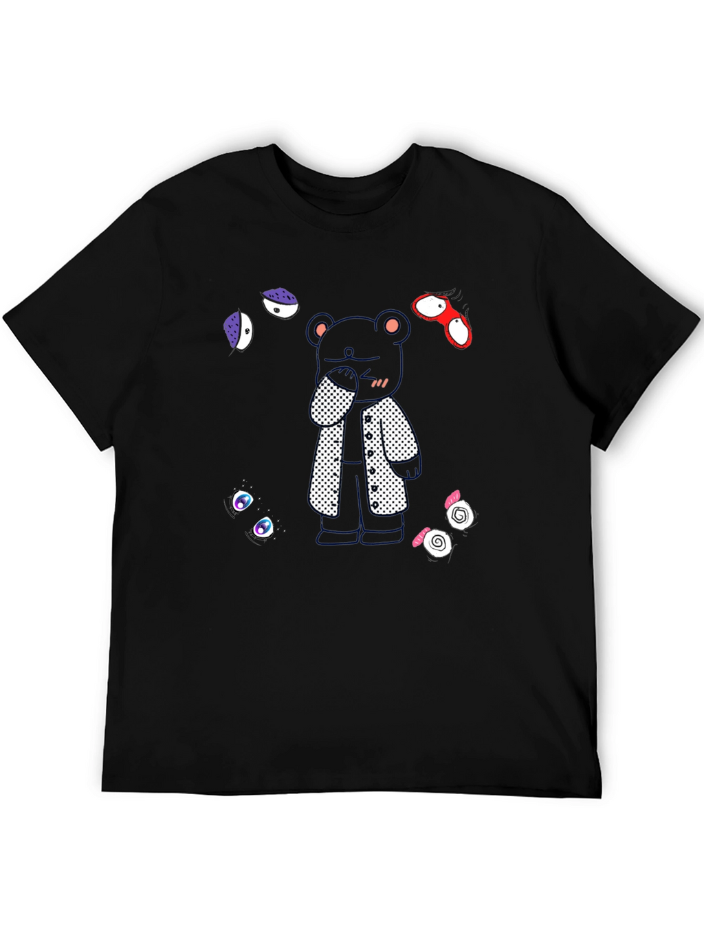 Stylish Bear Graphic Black T-Shirt