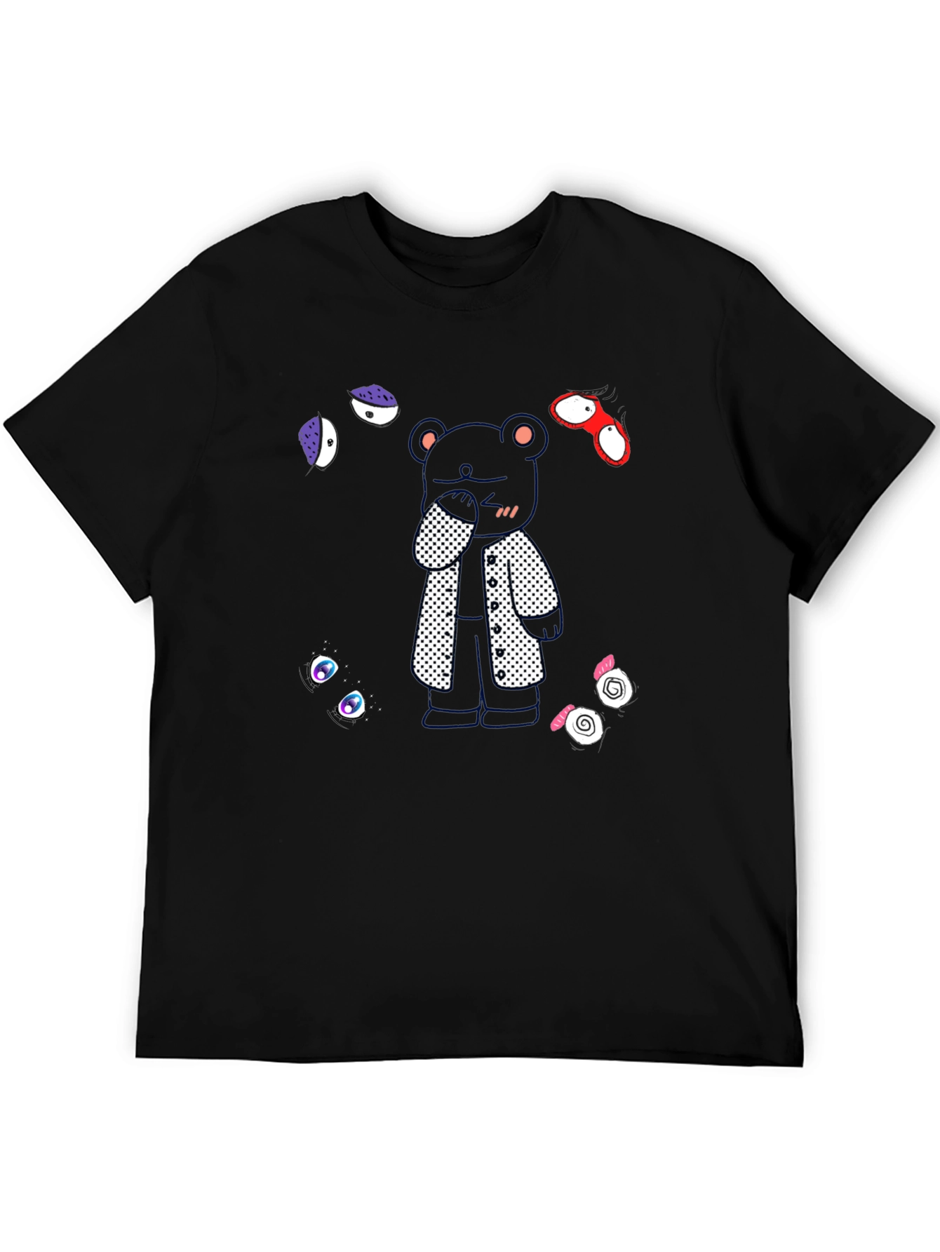 Stylish Bear Graphic Black T-Shirt