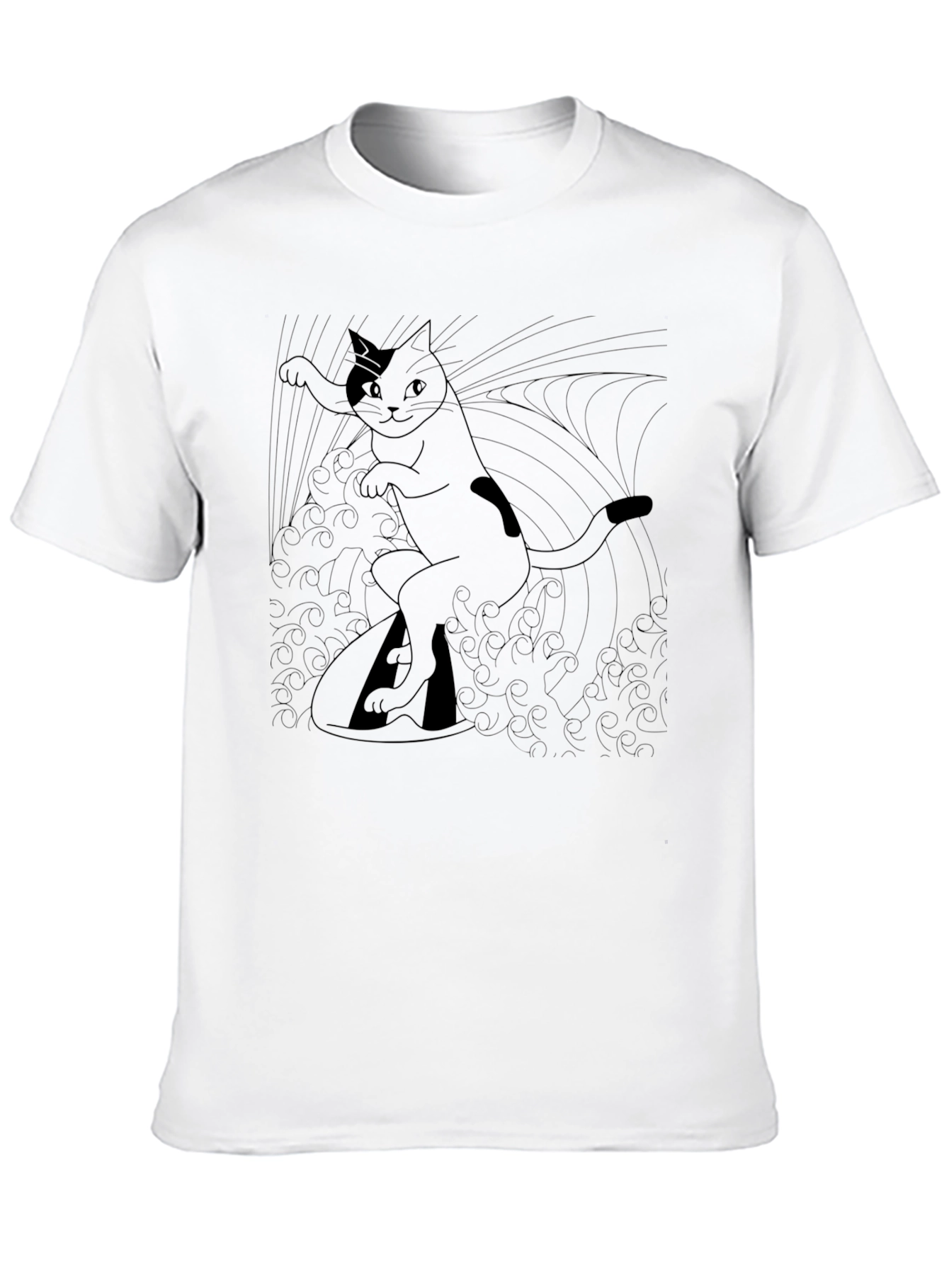 Surfing Cat Graphic T-Shirt