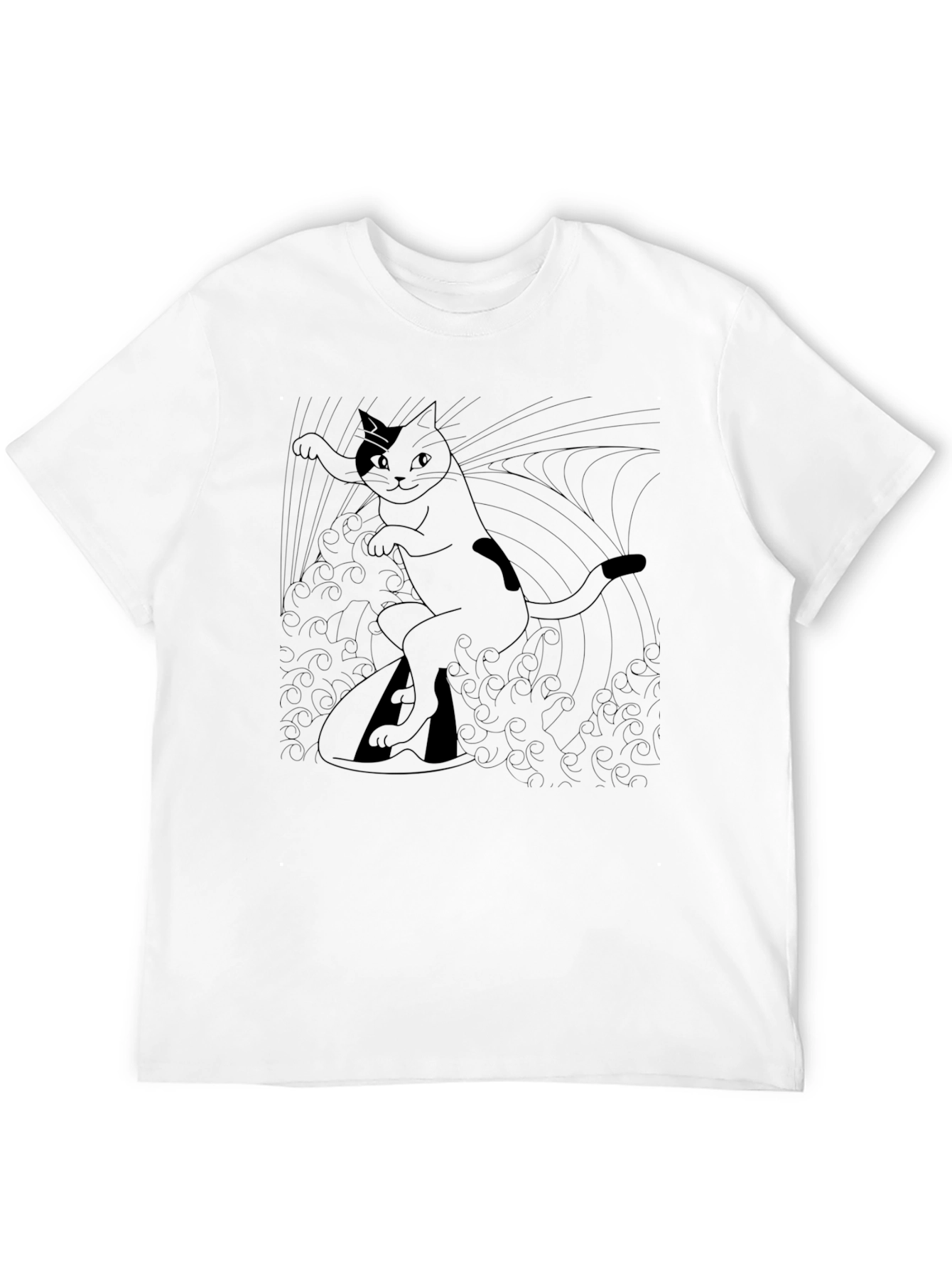 Surfing Cat Graphic T-Shirt