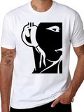 Black Graphic T-Shirt - Bitcoin & Abstract Face