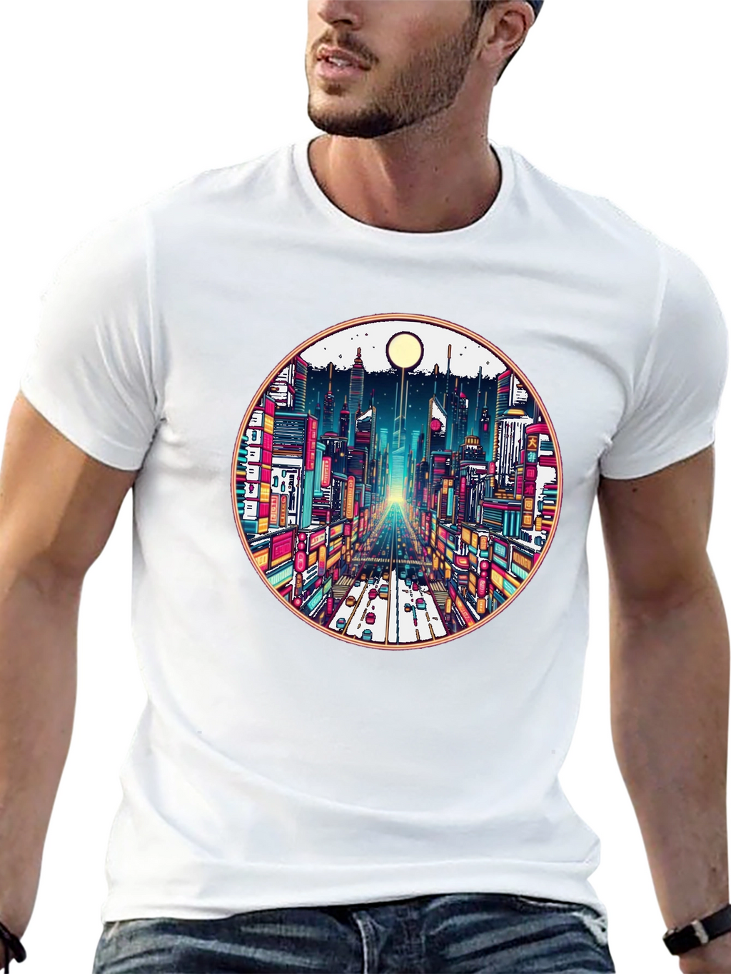 Cityscape Graphic Tee - Retro Urban Style