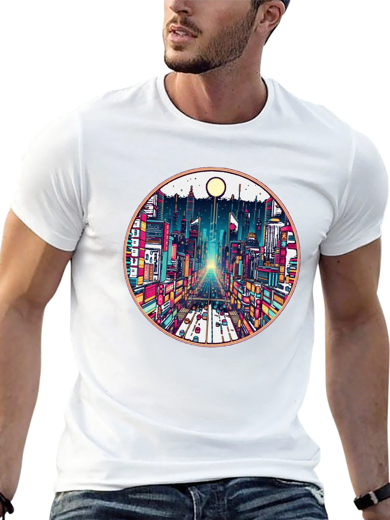 Cityscape Graphic Tee - Retro Urban Style