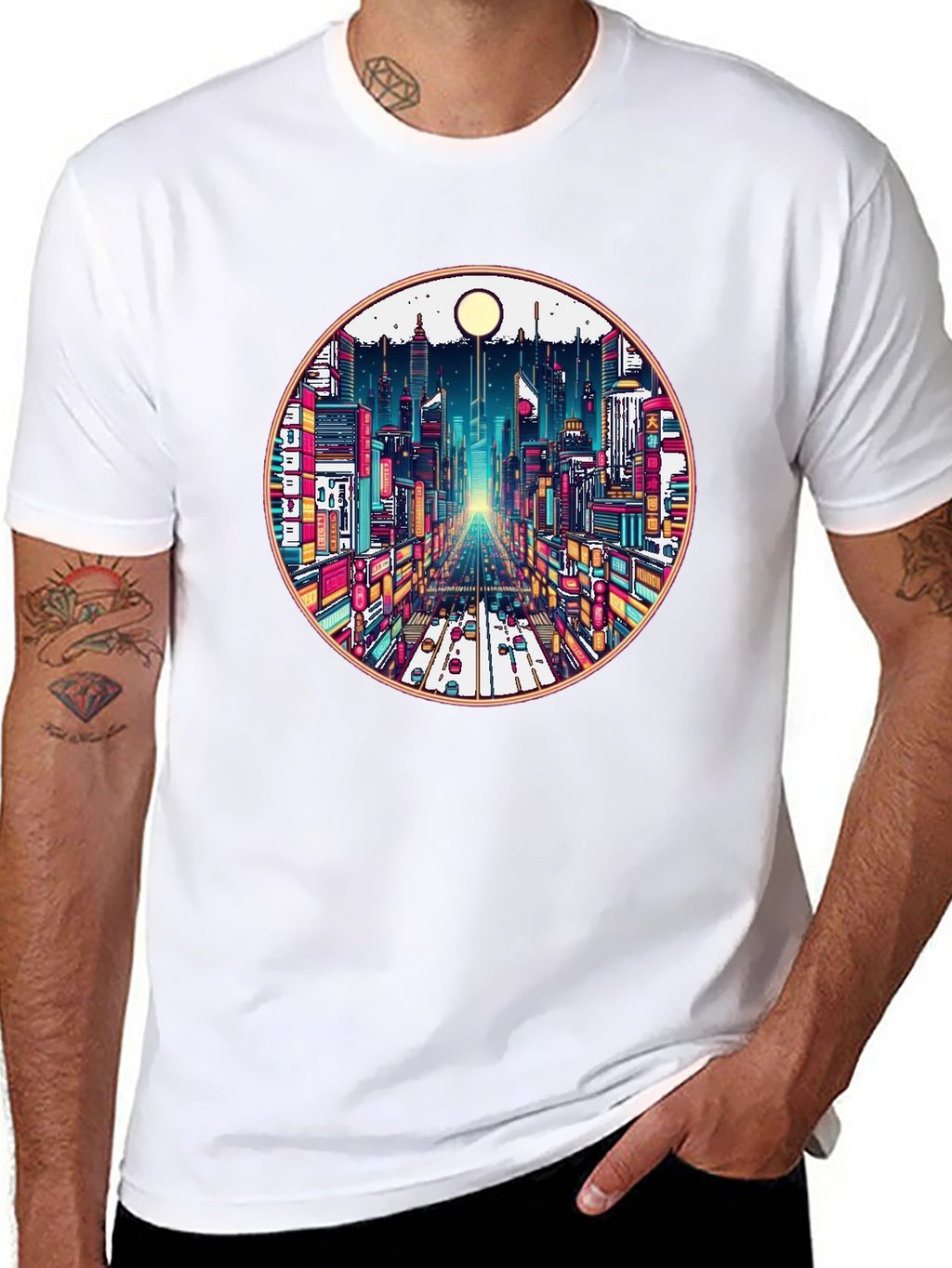 Cityscape Graphic Tee - Retro Urban Style