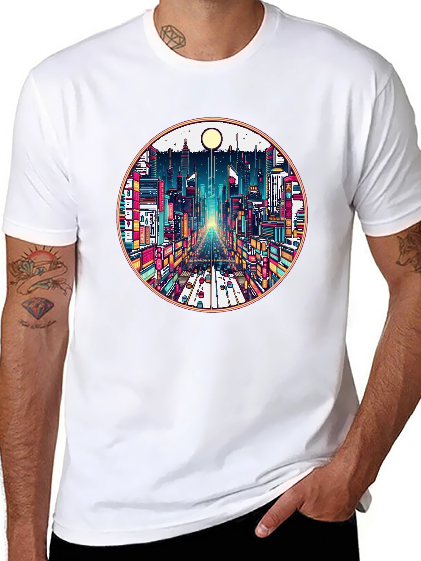 Cityscape Graphic Tee - Retro Urban Style