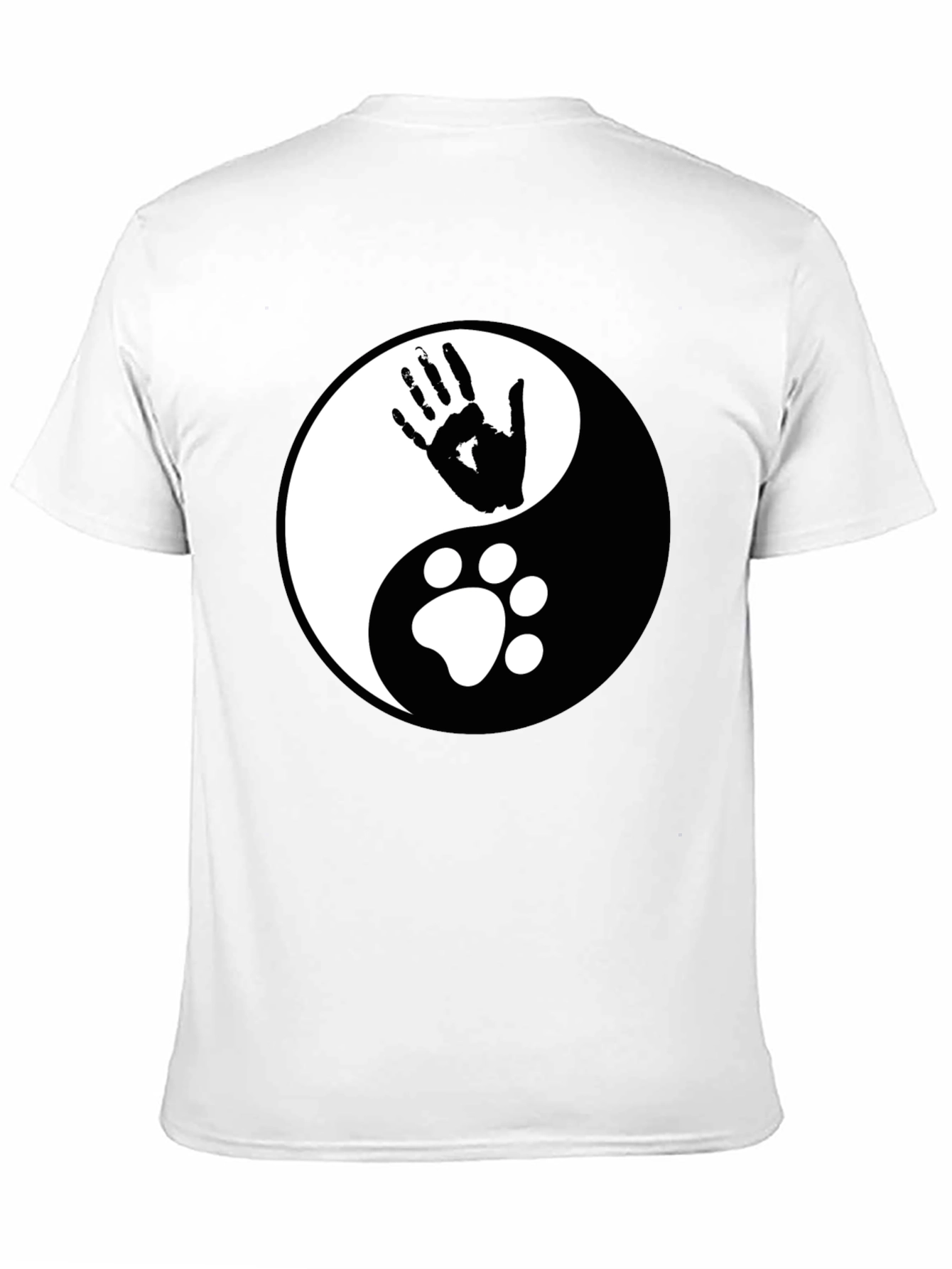 Yin Yang Hand & Paw Print Black T-Shirt