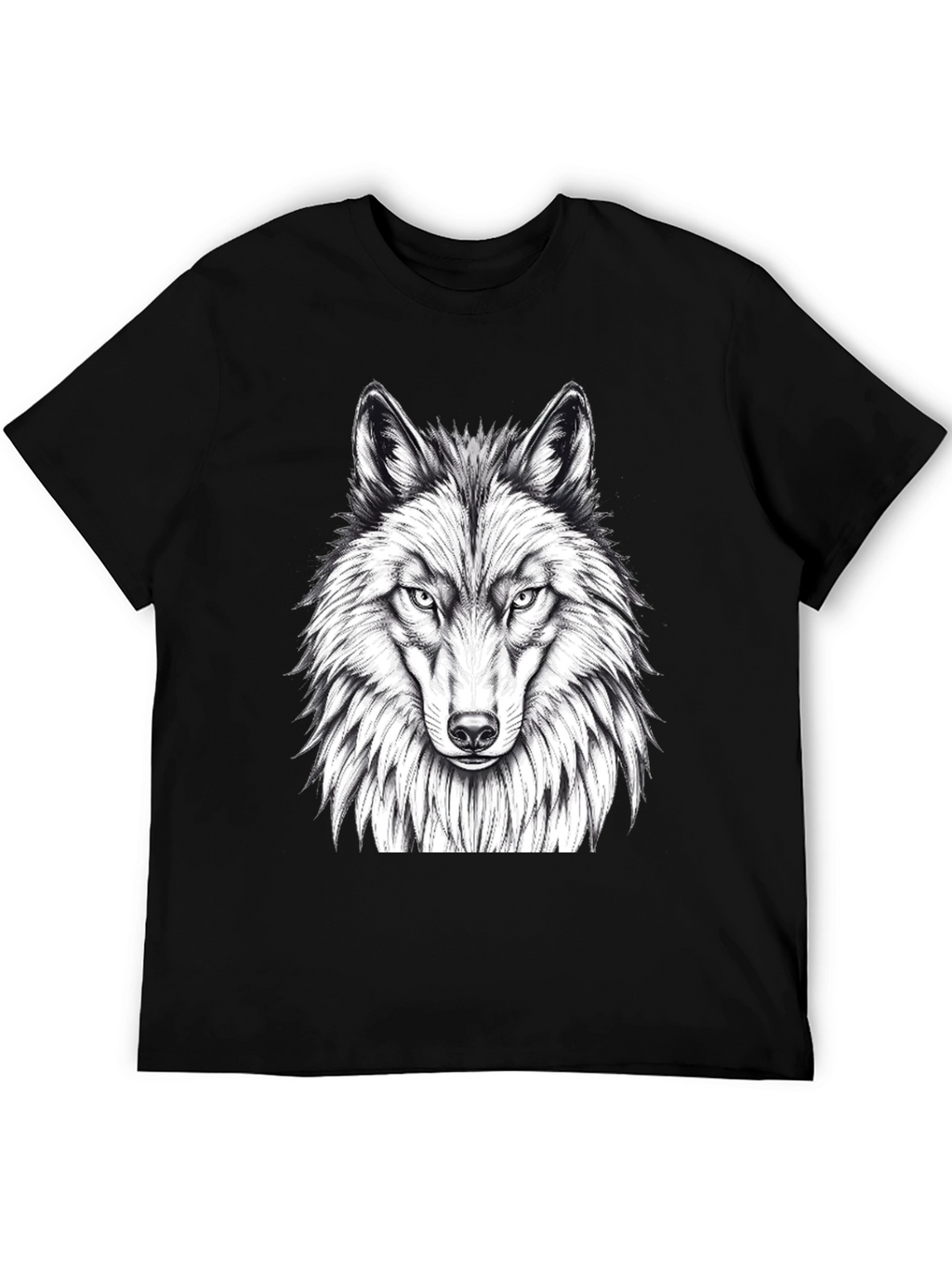 Wolf Graphic Tee - Black Crew Neck T-Shirt