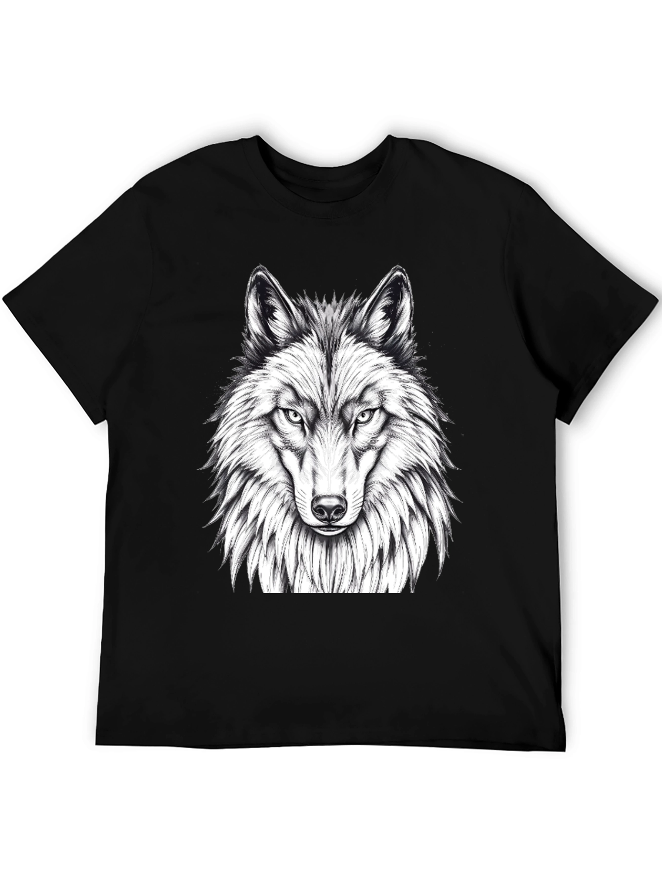 Wolf Graphic Tee - Black Crew Neck T-Shirt