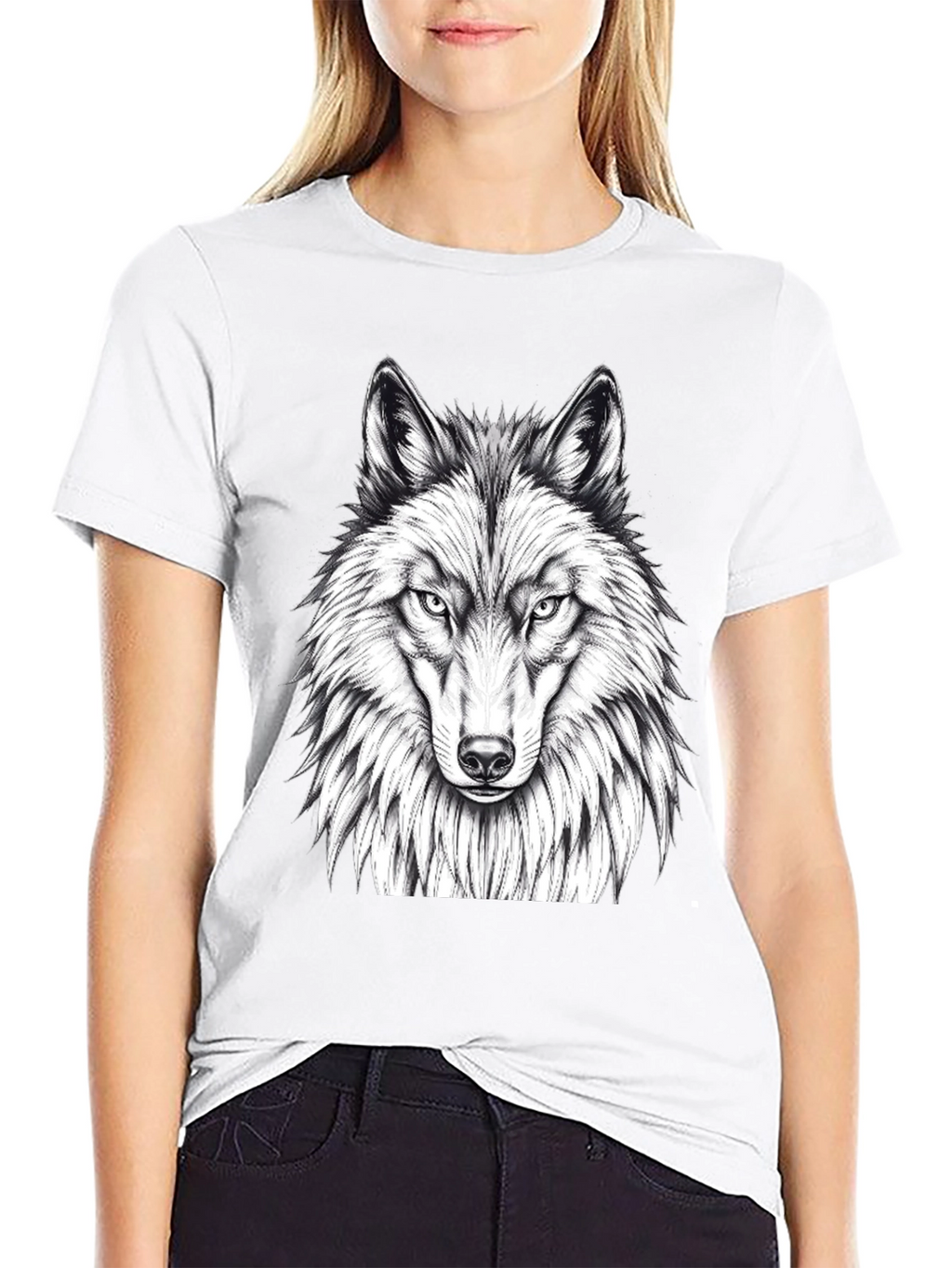 Wolf Graphic Tee - Black Crew Neck T-Shirt