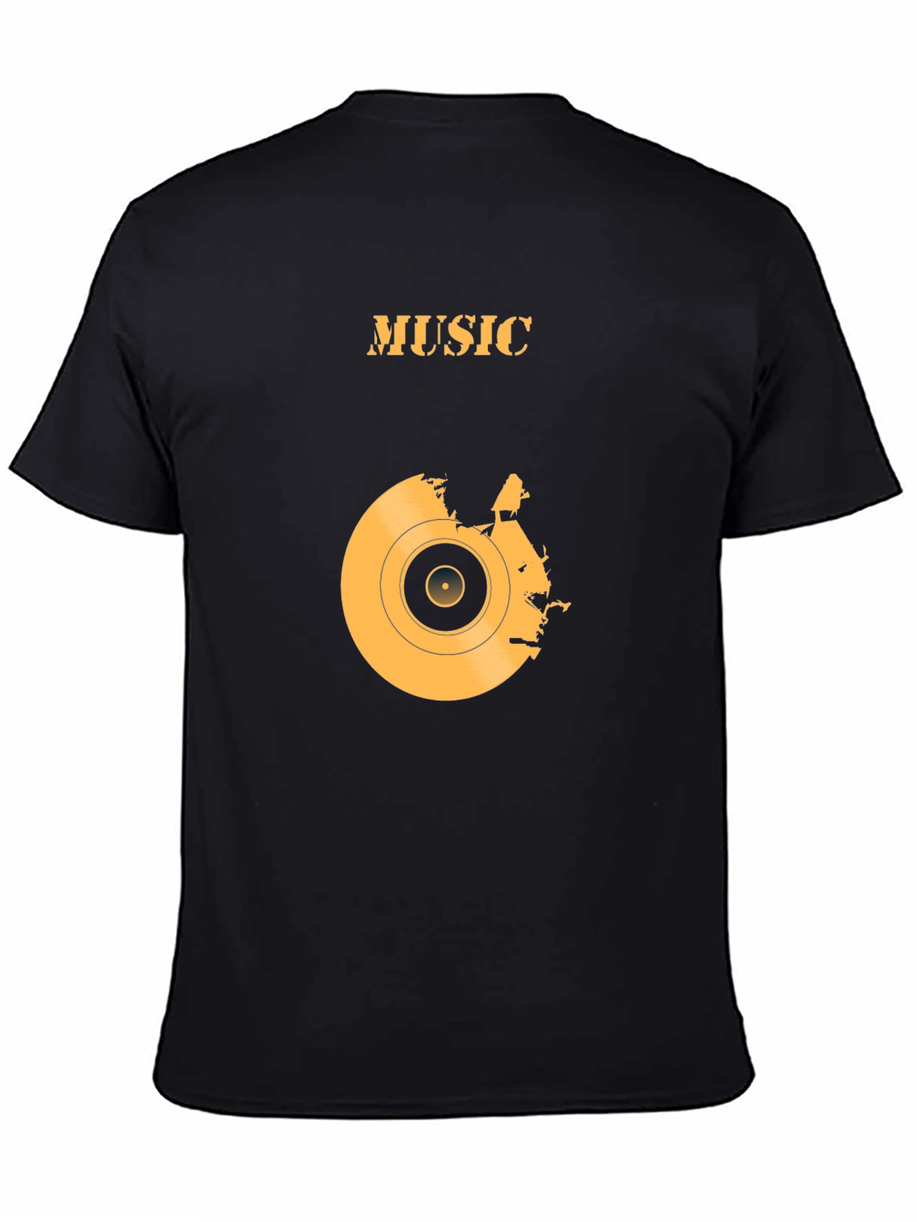 Music Vinyl Record Graphic Print Black T-Shirt