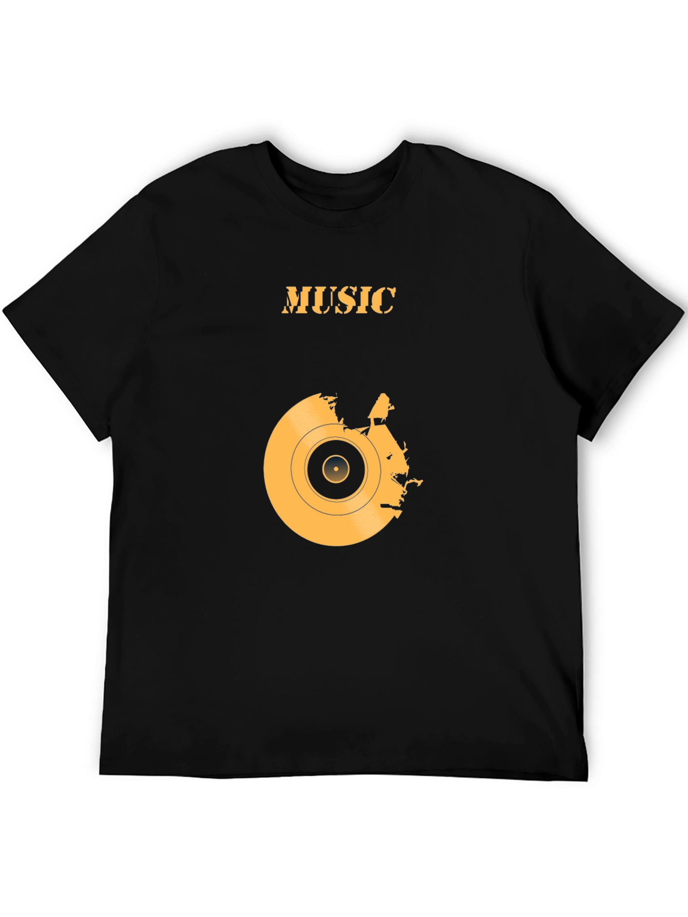 Music Vinyl Record Graphic Print Black T-Shirt