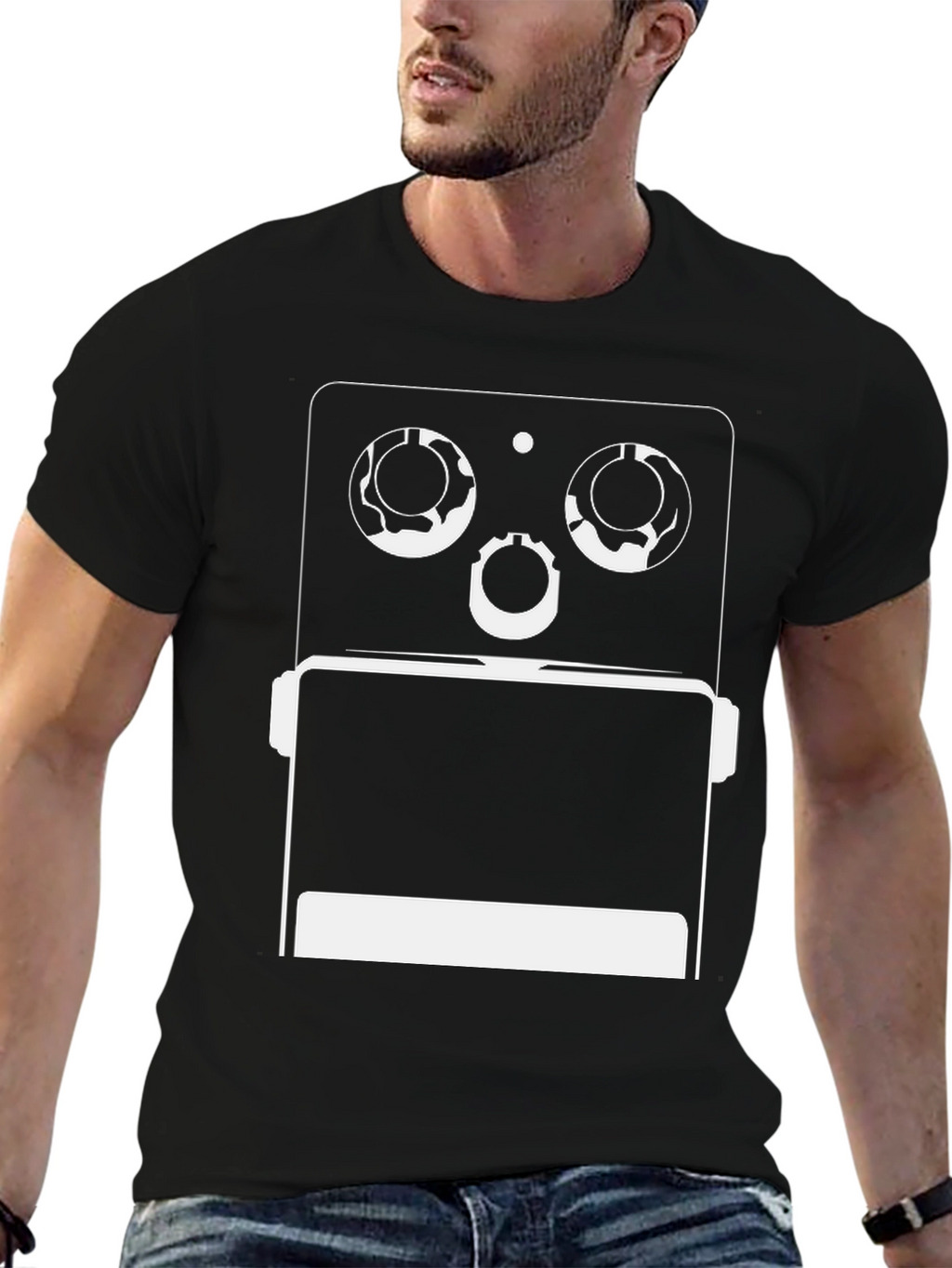 Geometric Robot Graphic Tee - Modern Style