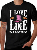 I Love Line Dancing Black T-Shirt