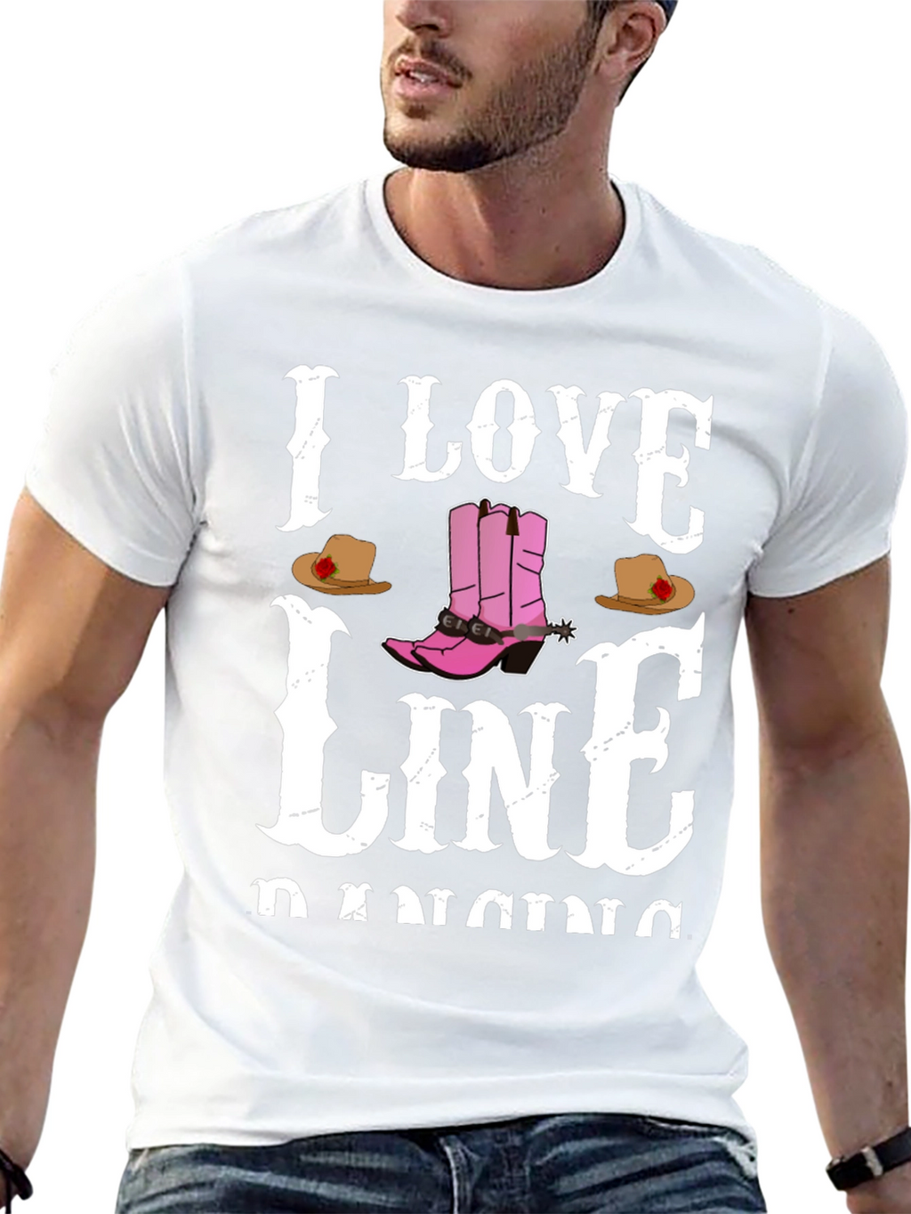 I Love Line Dancing Black T-Shirt