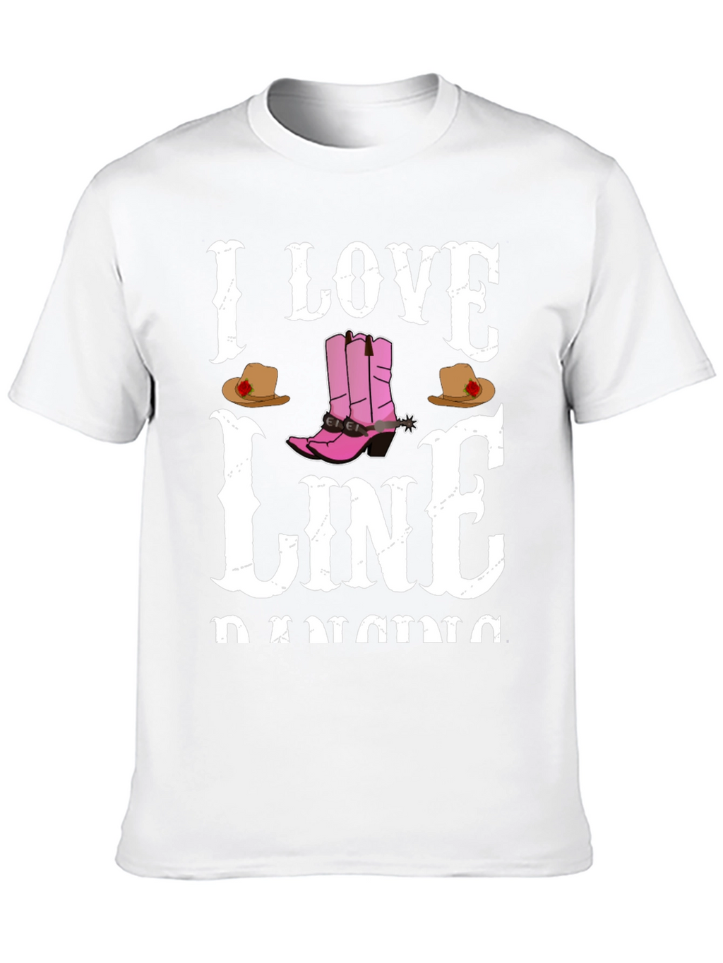 I Love Line Dancing Black T-Shirt