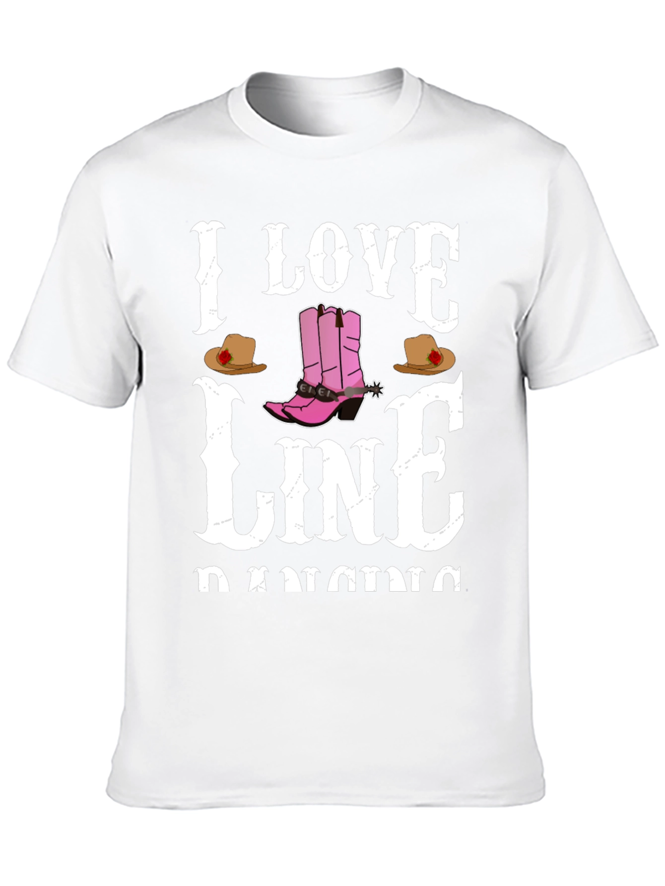 I Love Line Dancing Black T-Shirt