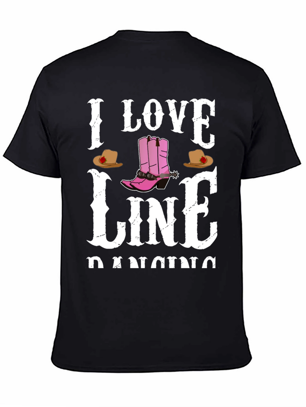 I Love Line Dancing Black T-Shirt
