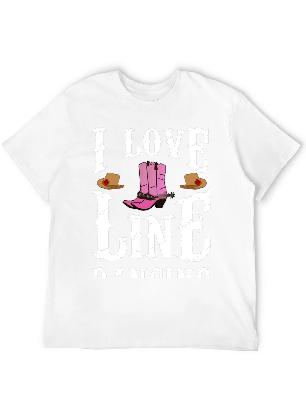 I Love Line Dancing Black T-Shirt