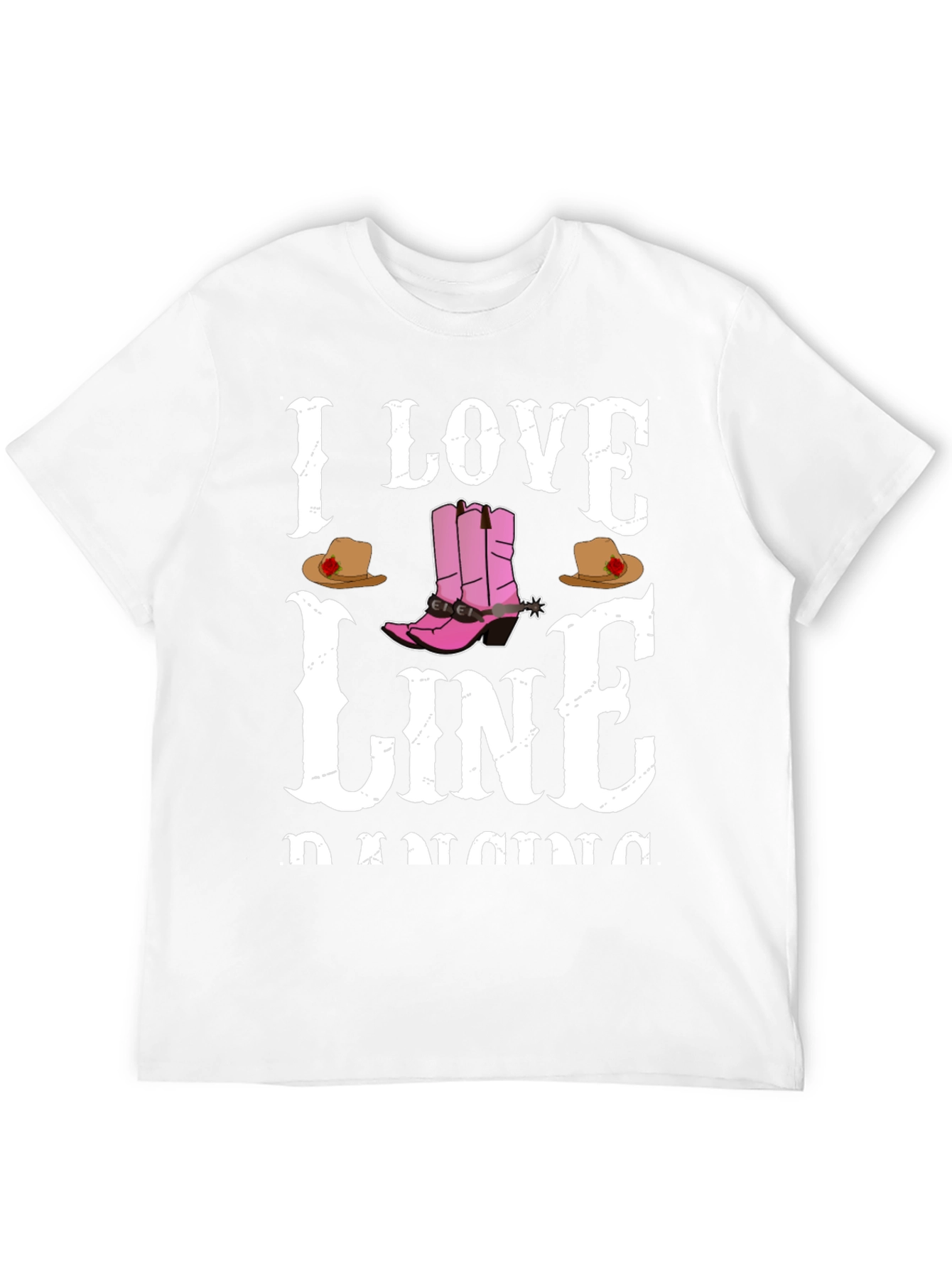 I Love Line Dancing Black T-Shirt