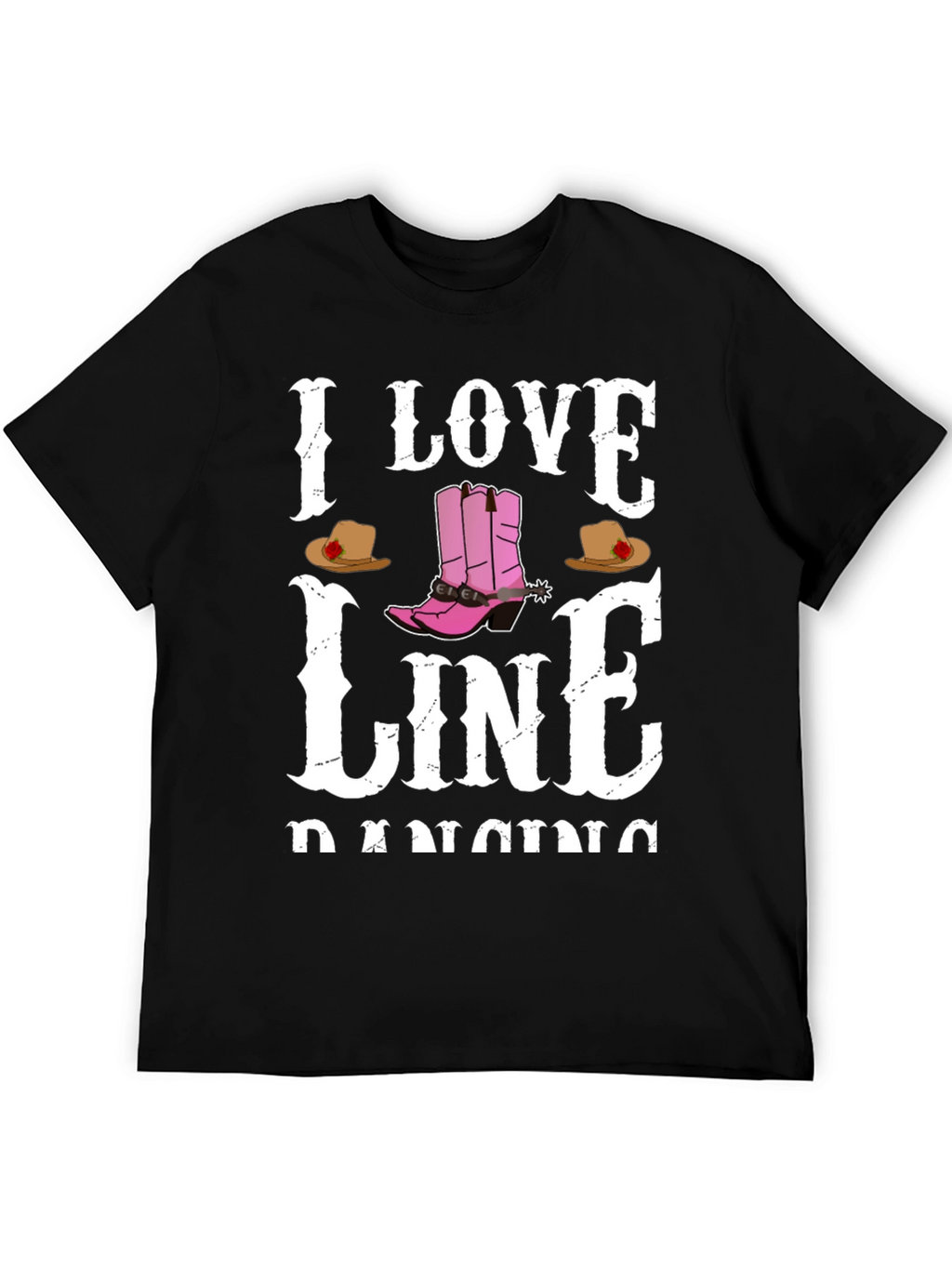 I Love Line Dancing Black T-Shirt
