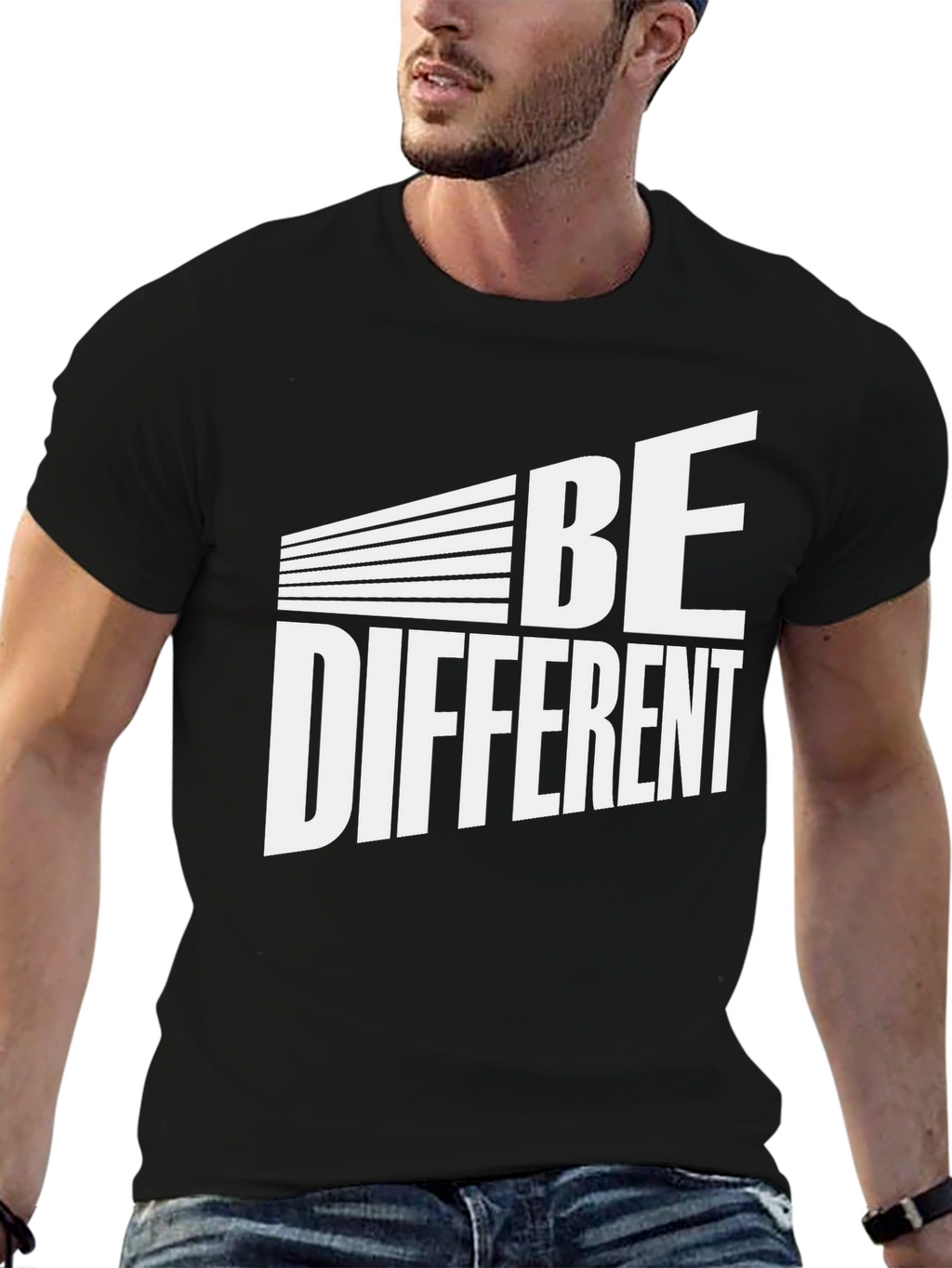 Be Different Graphic Tee - Black Cotton Blend T-Shirt