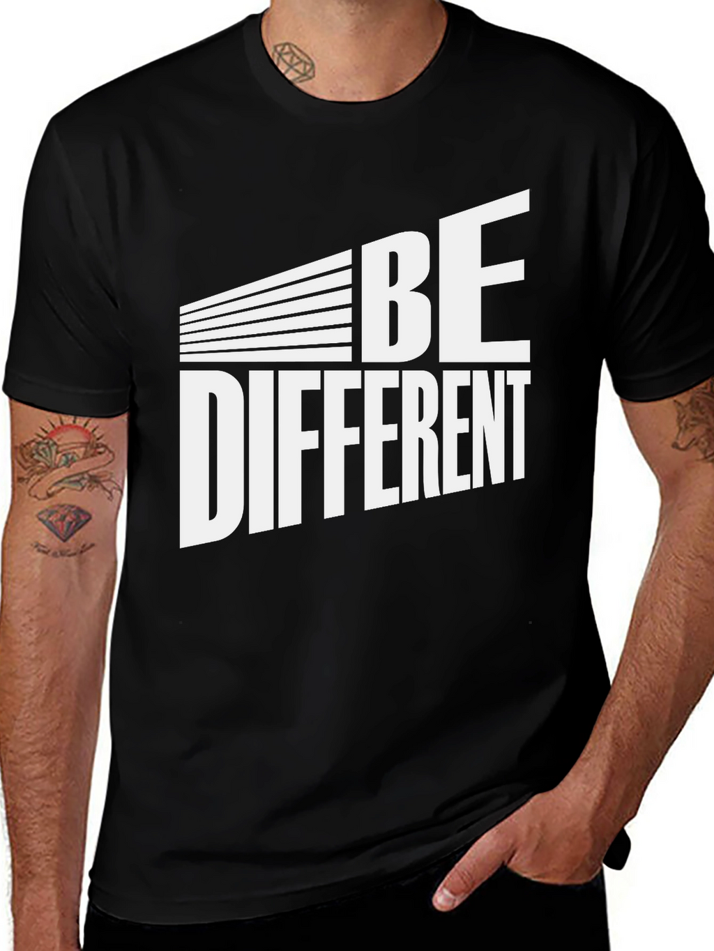 Be Different Graphic Tee - Black Cotton Blend T-Shirt