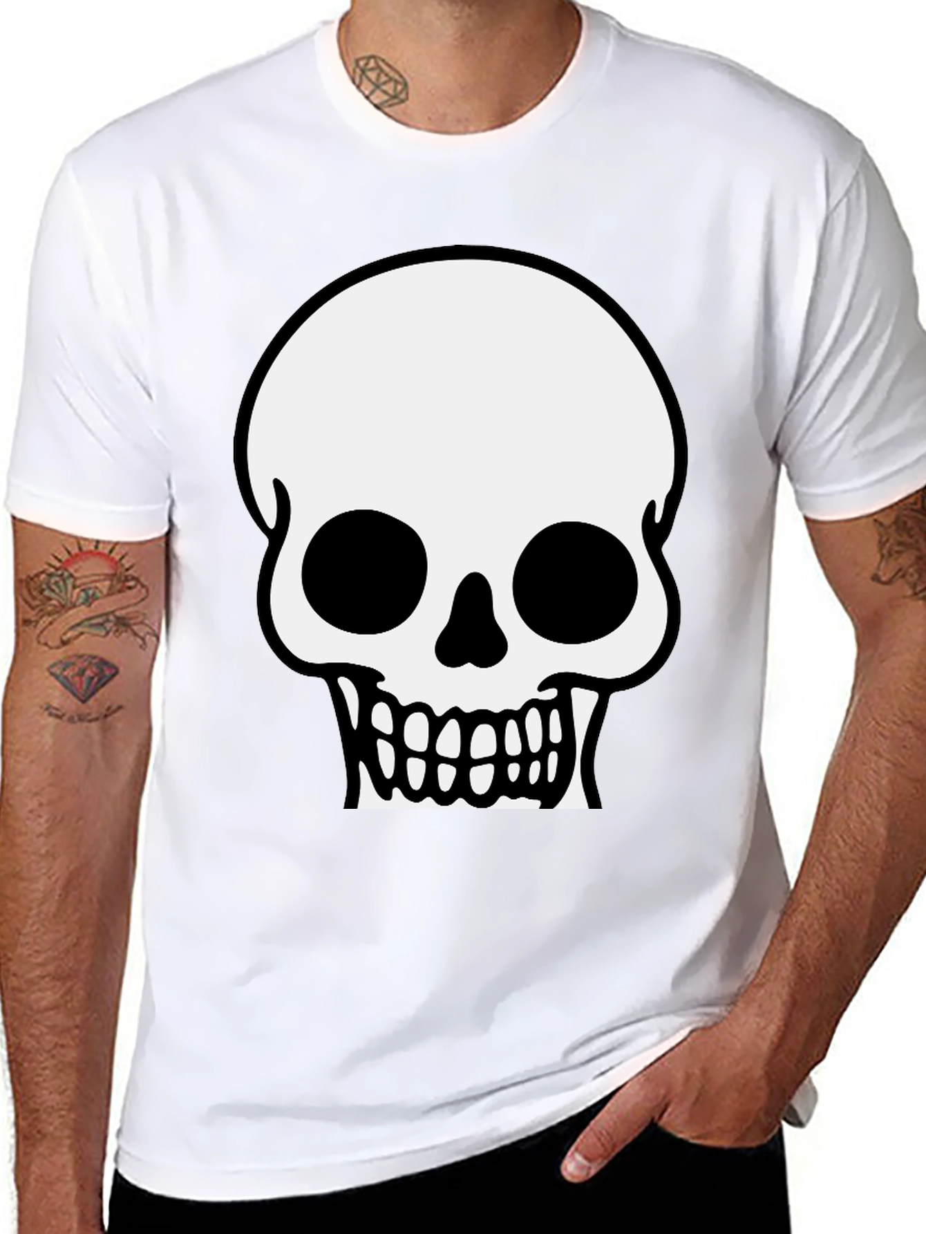Skull Graphic Tee - Black Cotton T-Shirt