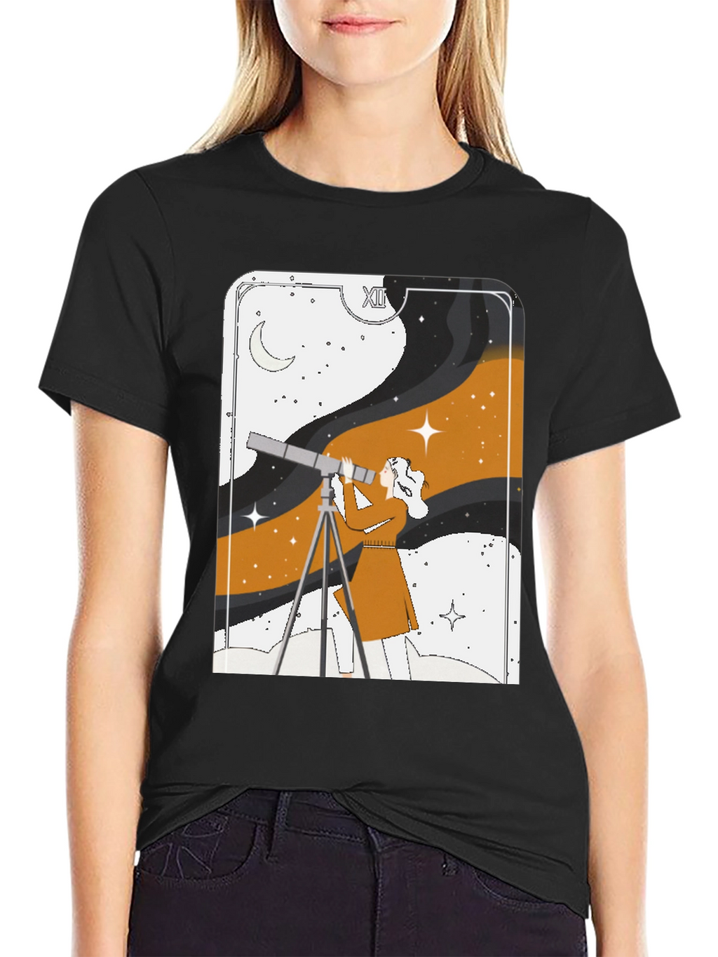 Cosmic Observer Graphic Tee - Stargazer Tarot Card Shirt