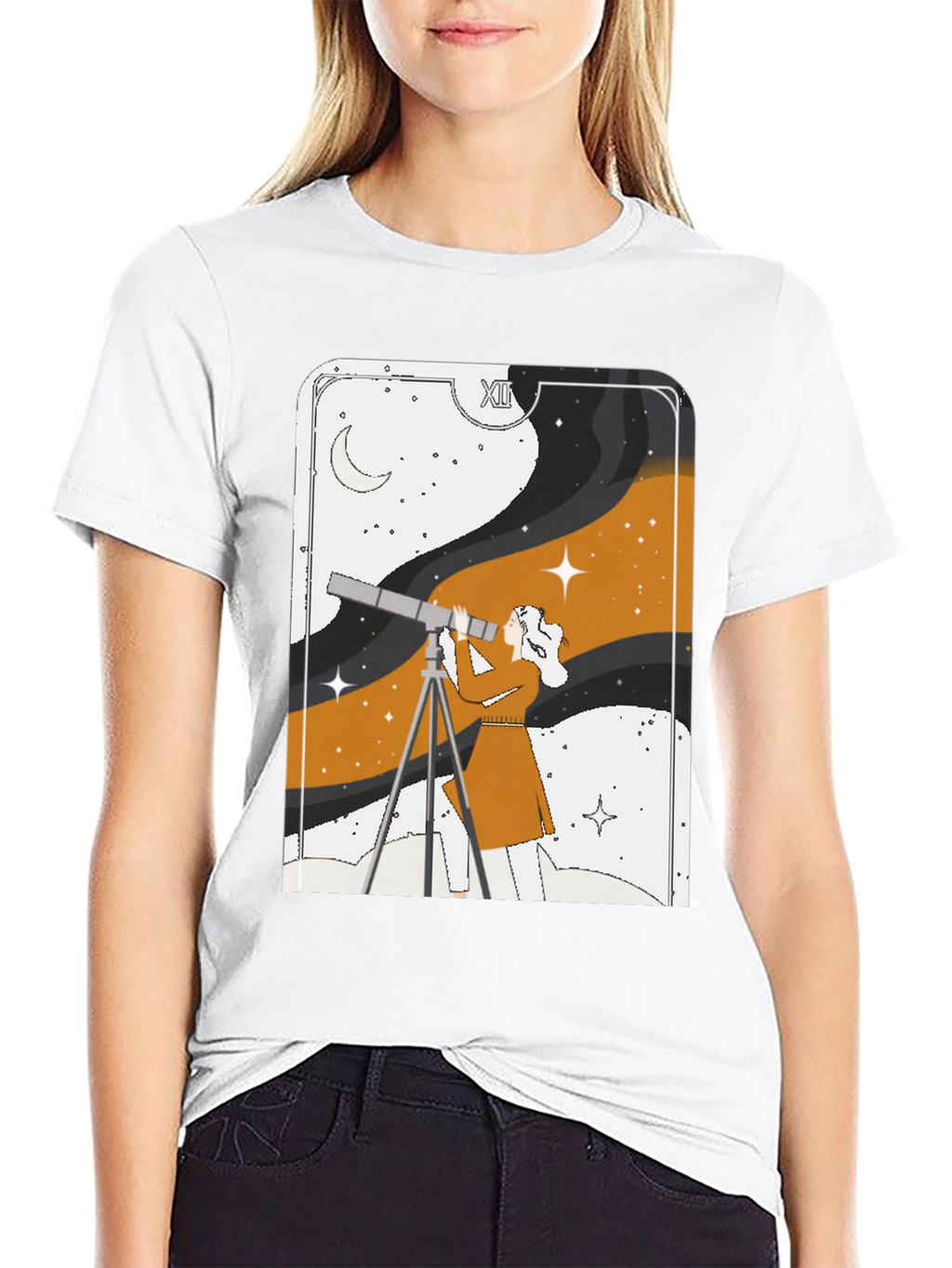 Cosmic Observer Graphic Tee - Stargazer Tarot Card Shirt