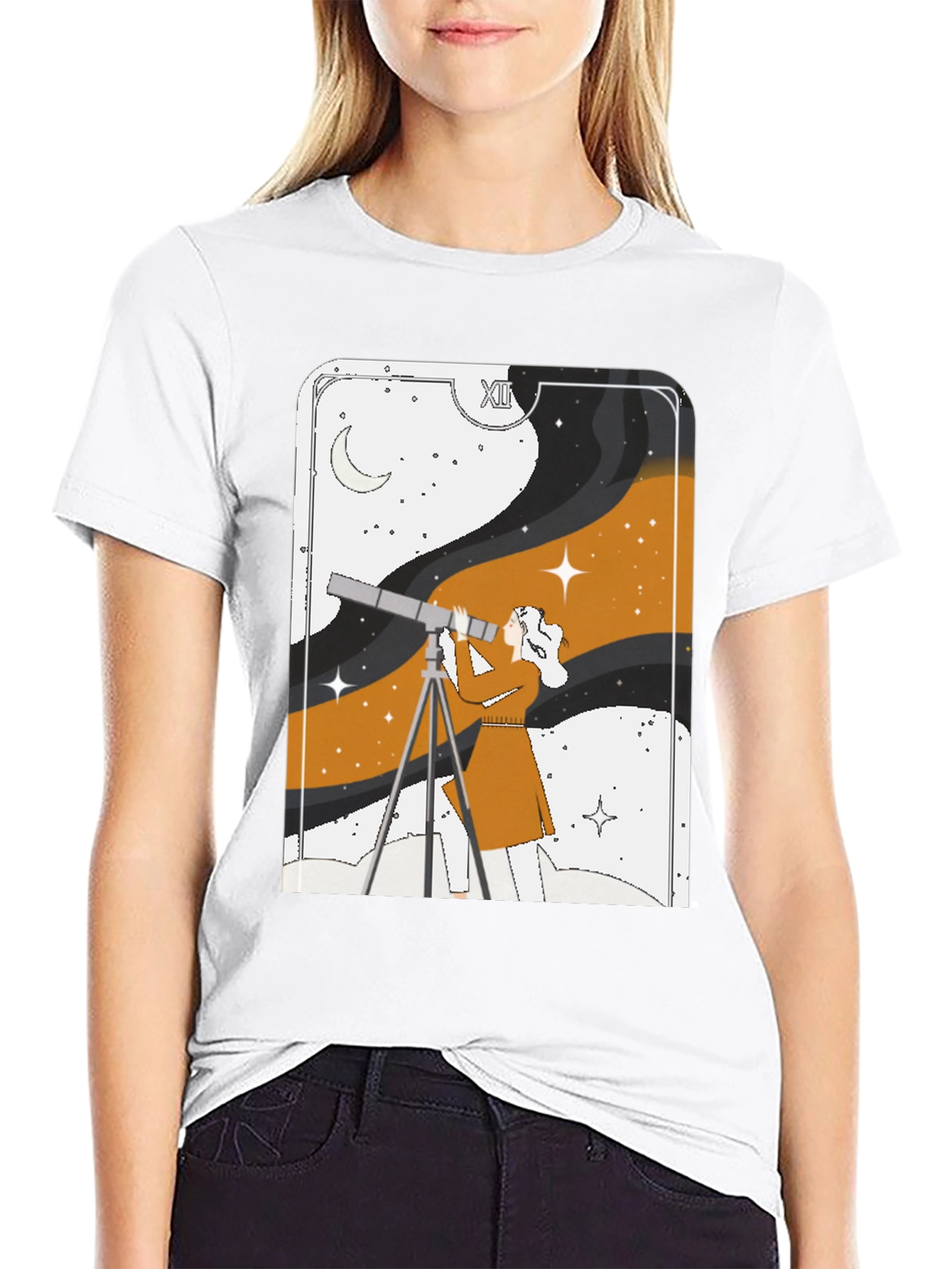 Cosmic Observer Graphic Tee - Stargazer Tarot Card Shirt