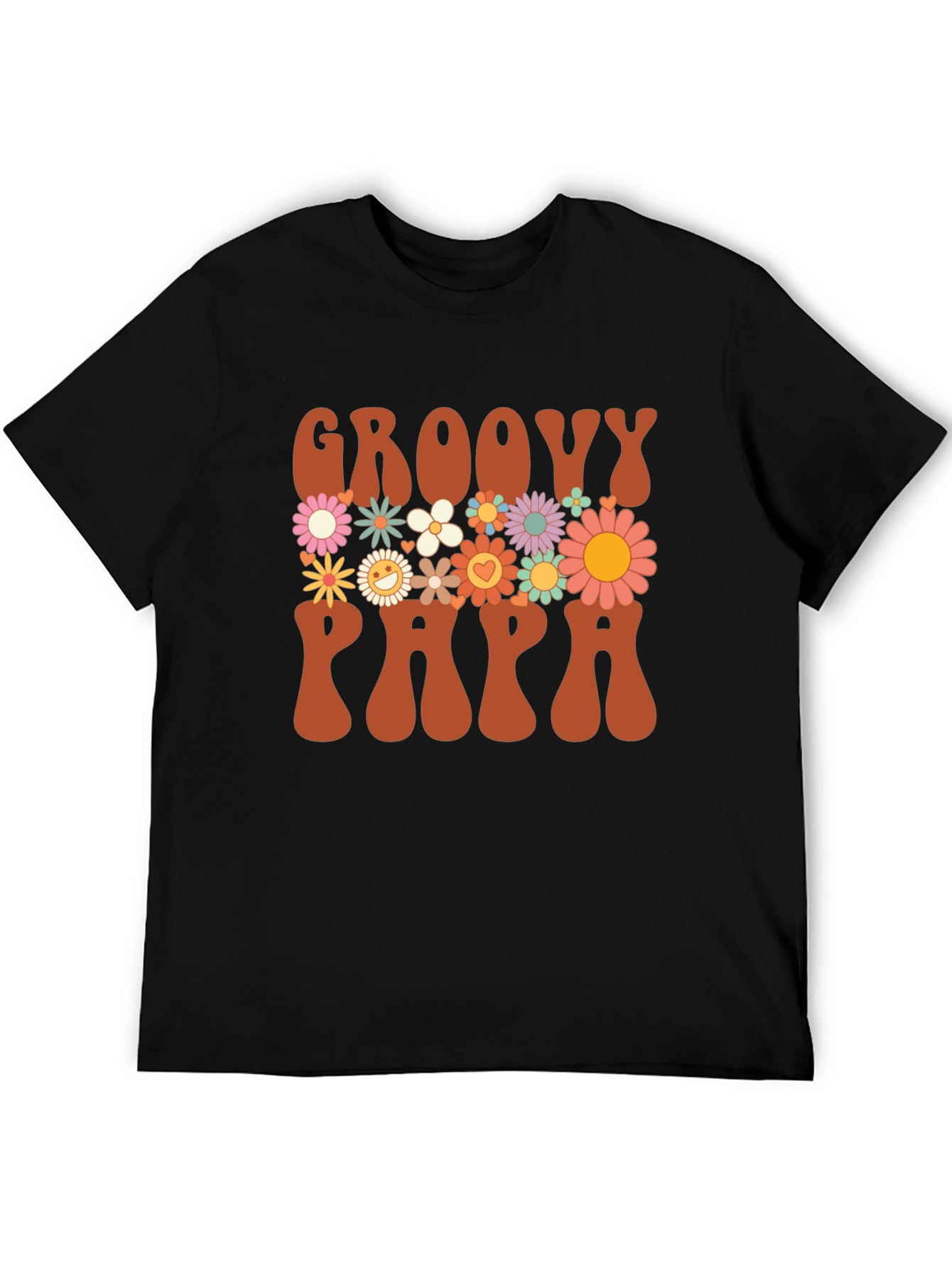 Groovy Papa Floral Graphic Tee - Retro Style Dad Shirt
