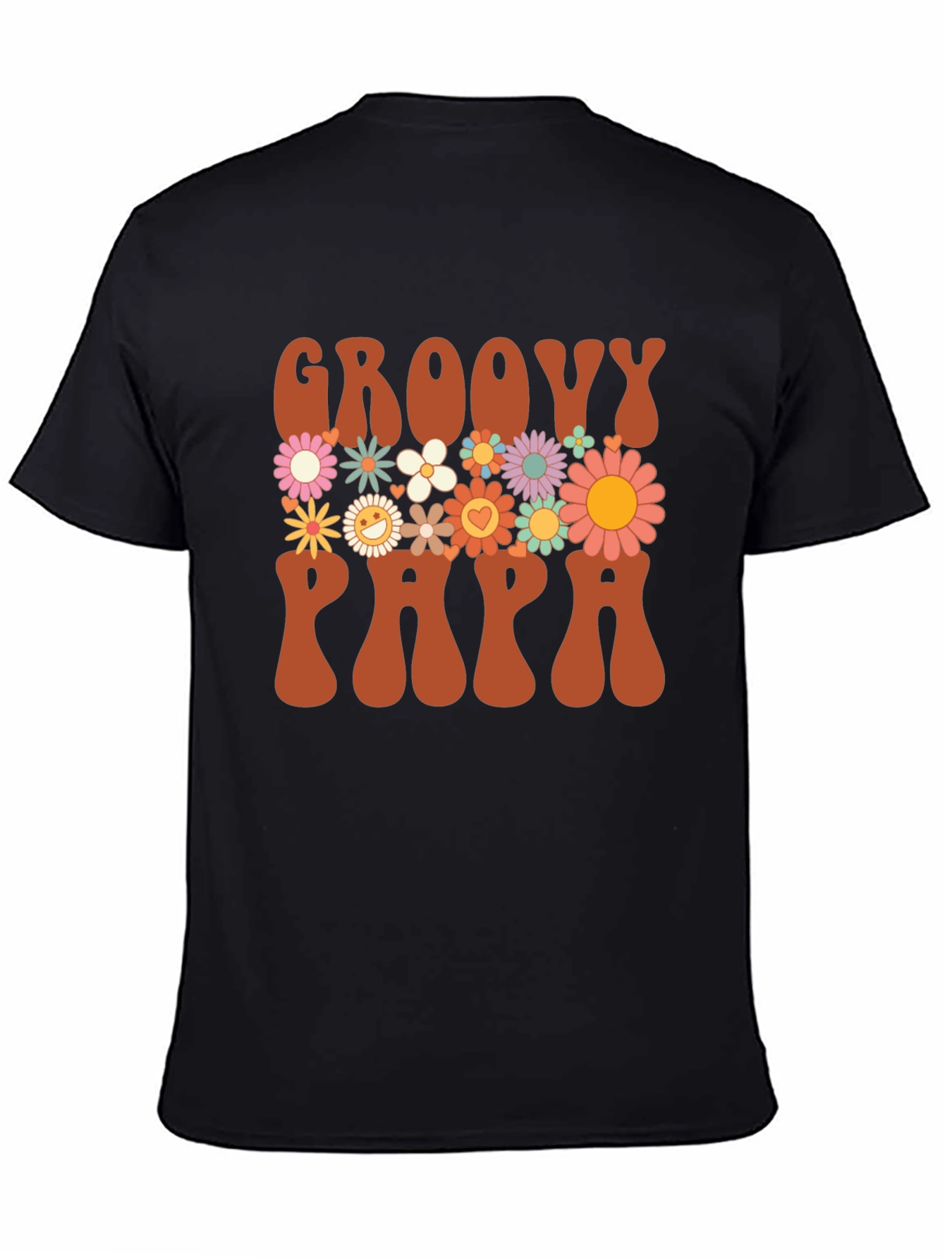 Groovy Papa Floral Graphic Tee - Retro Style Dad Shirt