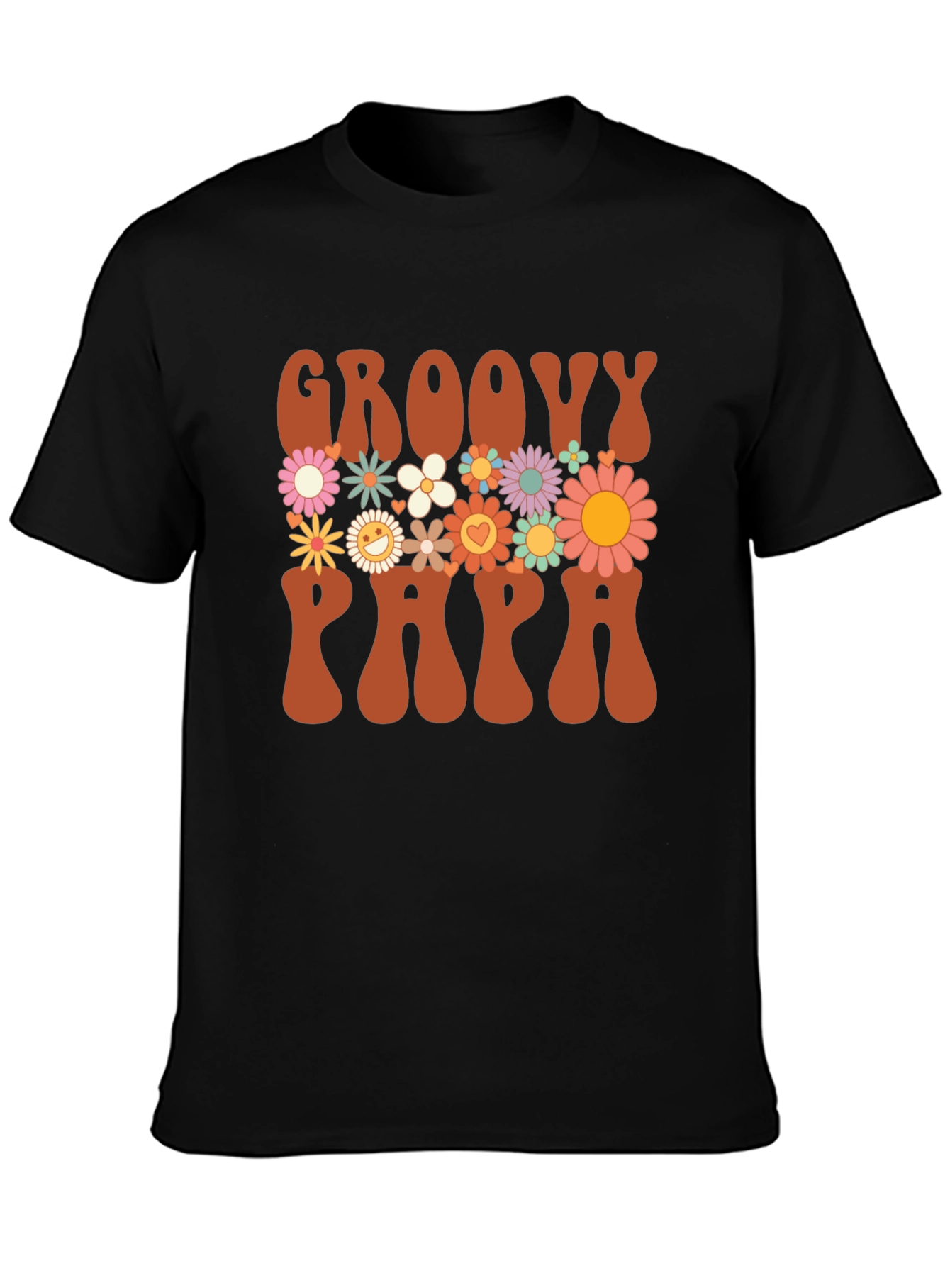 Groovy Papa Floral Graphic Tee - Retro Style Dad Shirt
