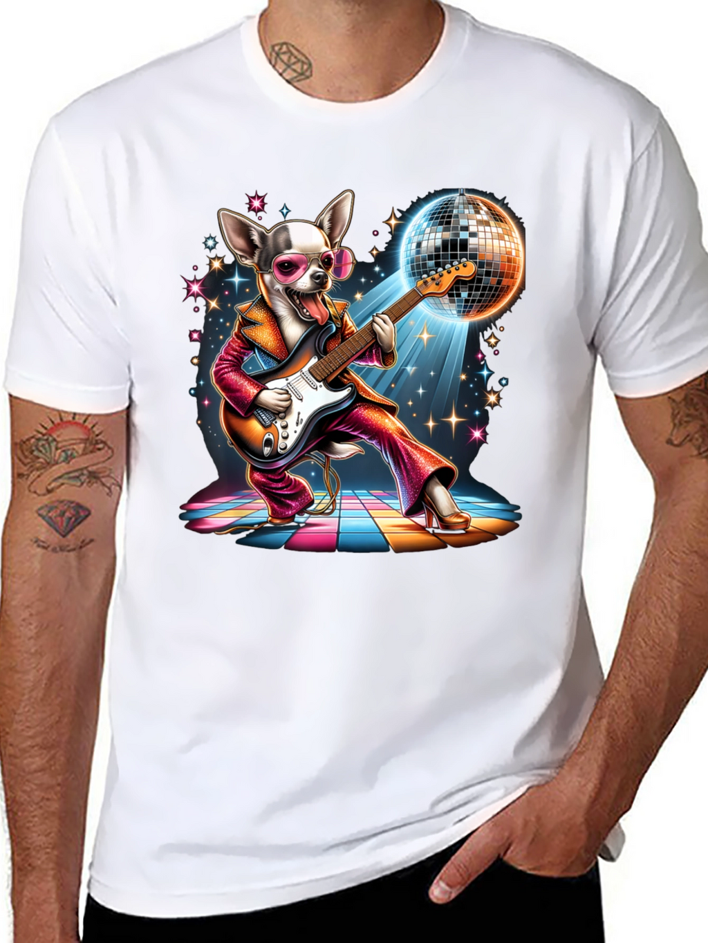 Disco Dog T-Shirt - Groovy Guitarist Tee