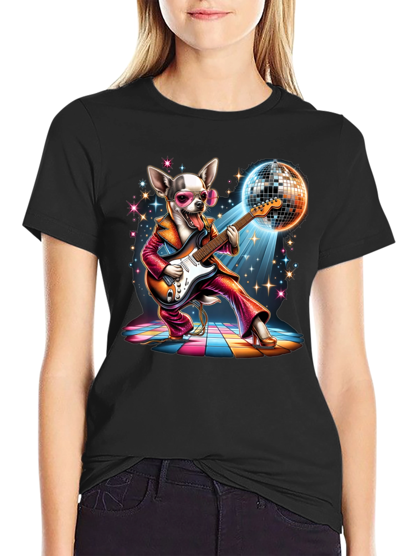 Disco Dog T-Shirt - Groovy Guitarist Tee