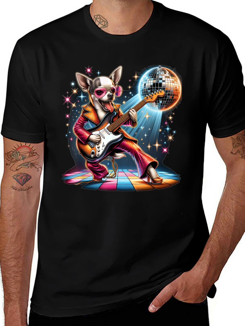 Disco Dog T-Shirt - Groovy Guitarist Tee