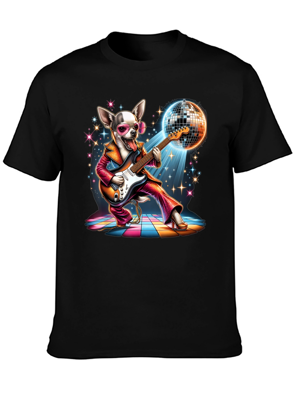 Disco Dog T-Shirt - Groovy Guitarist Tee