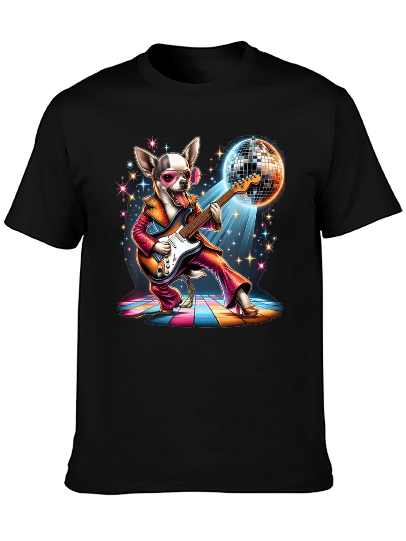 Disco Dog T-Shirt - Groovy Guitarist Tee