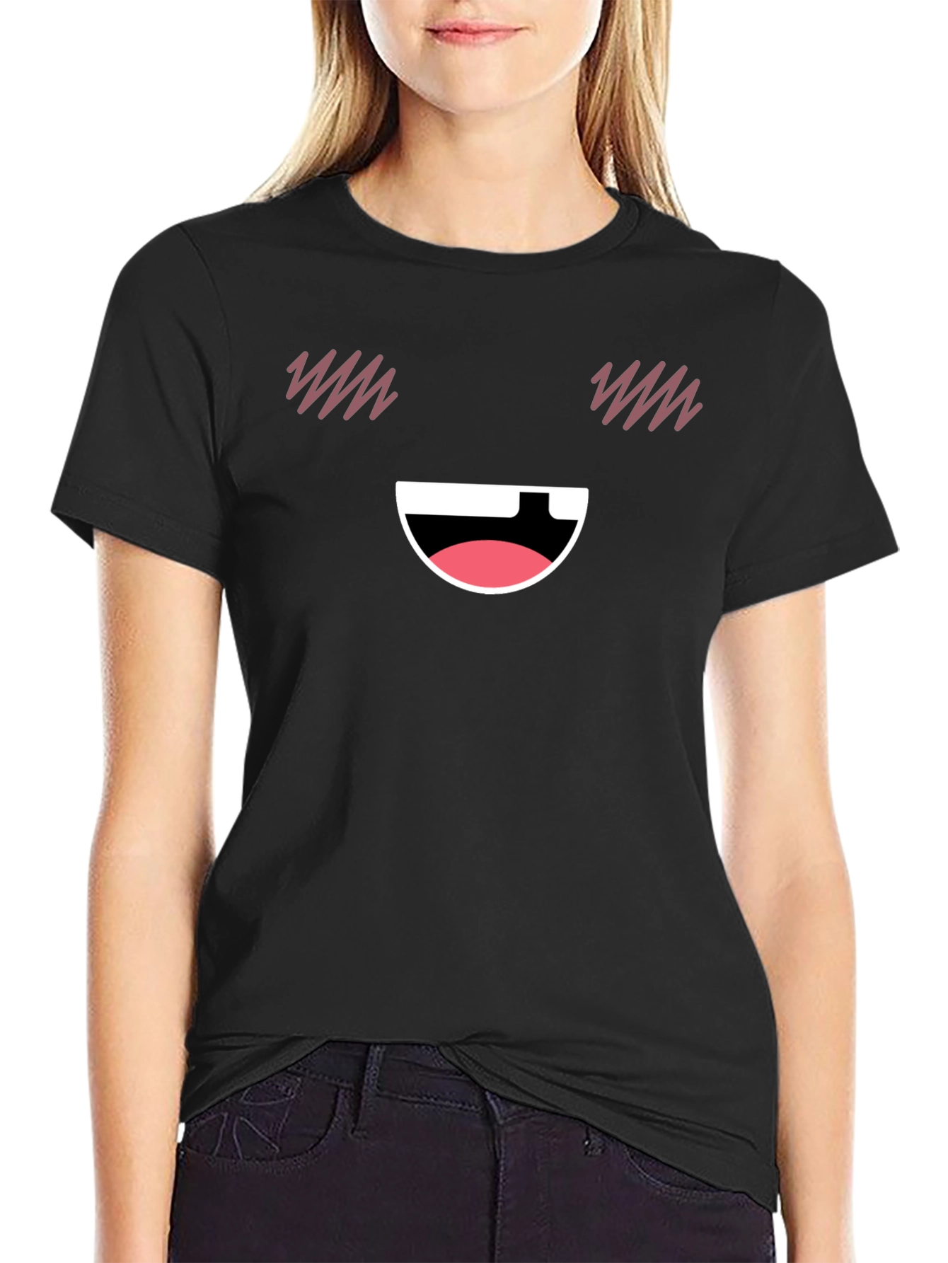 Funny Face Graphic T-Shirt - Black Casual Tee
