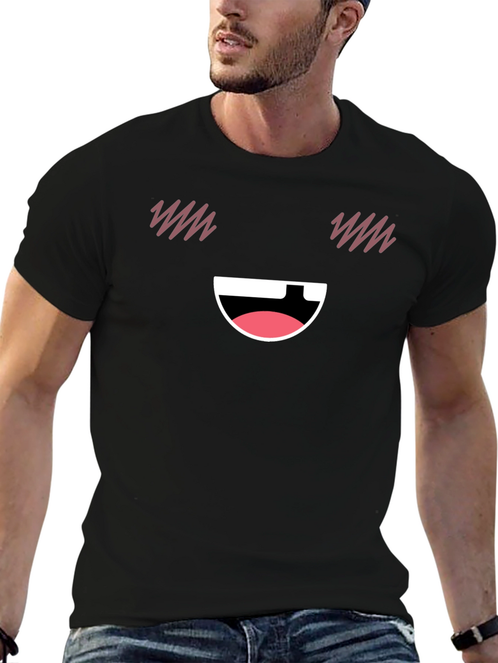 Funny Face Graphic T-Shirt - Black Casual Tee