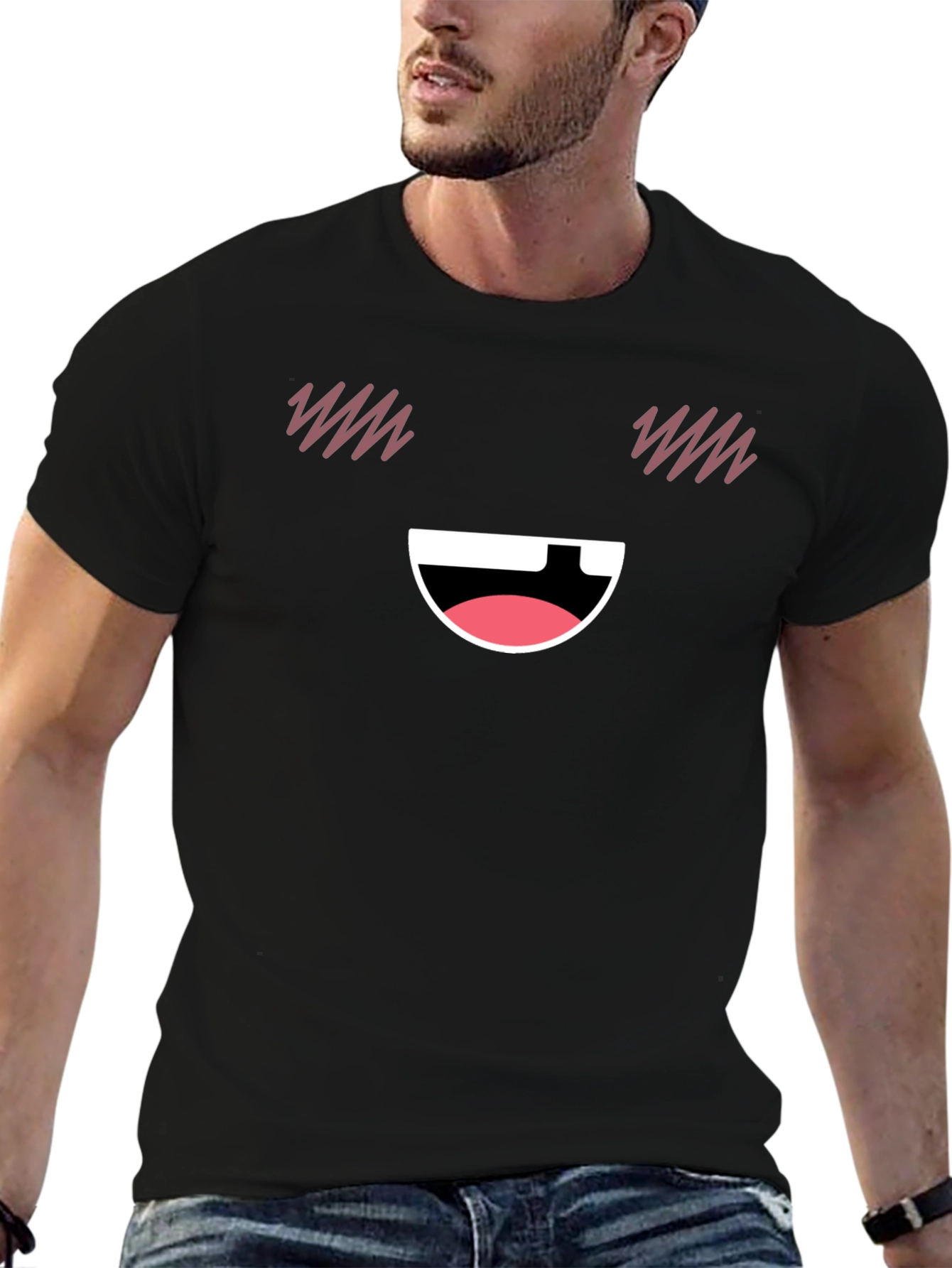 Funny Face Graphic T-Shirt - Black Casual Tee