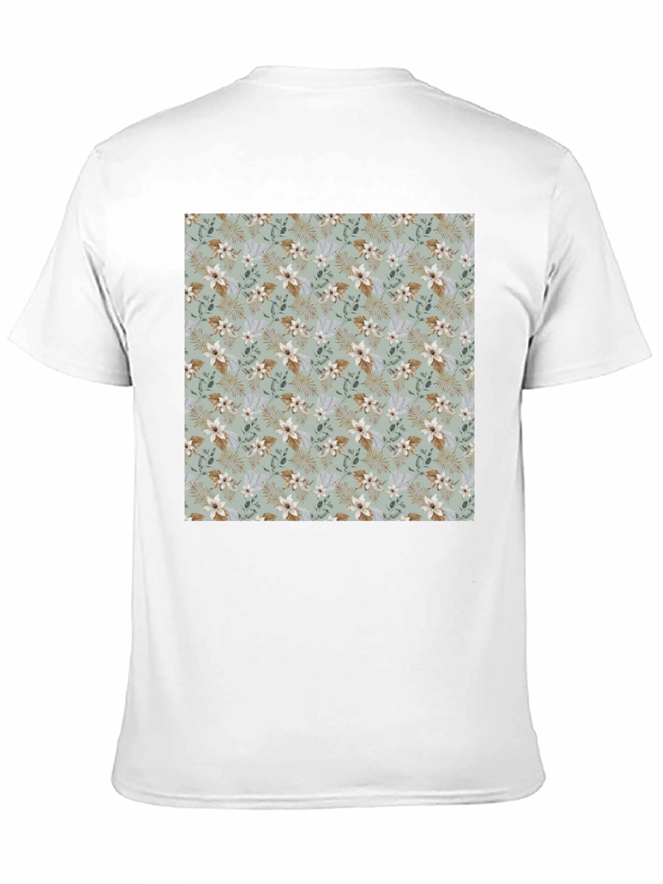Floral Pattern Mens Black T-Shirt