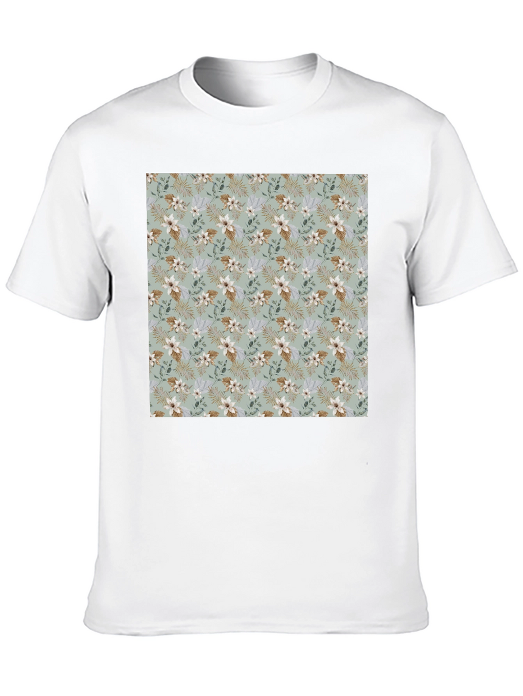 Floral Pattern Mens Black T-Shirt