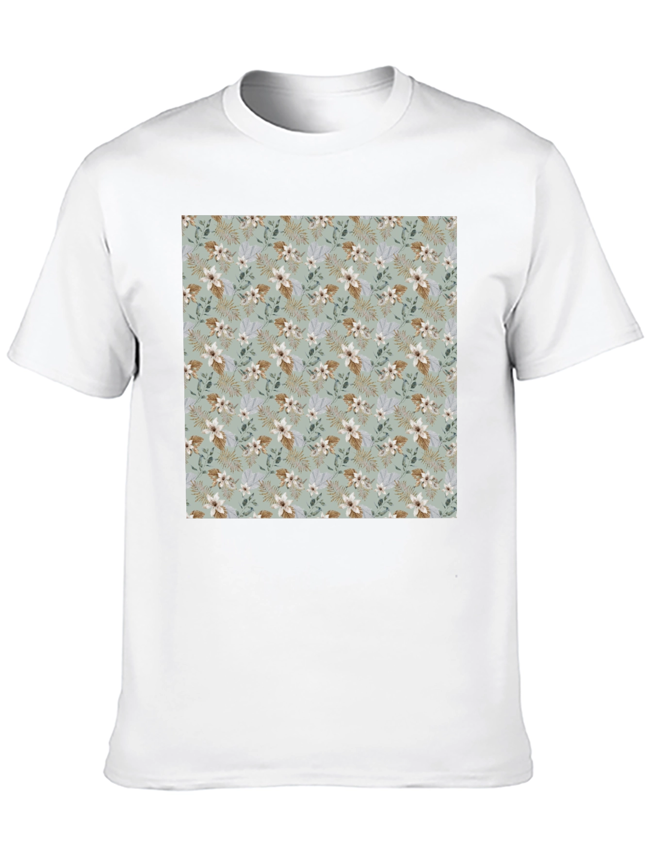 Floral Pattern Mens Black T-Shirt